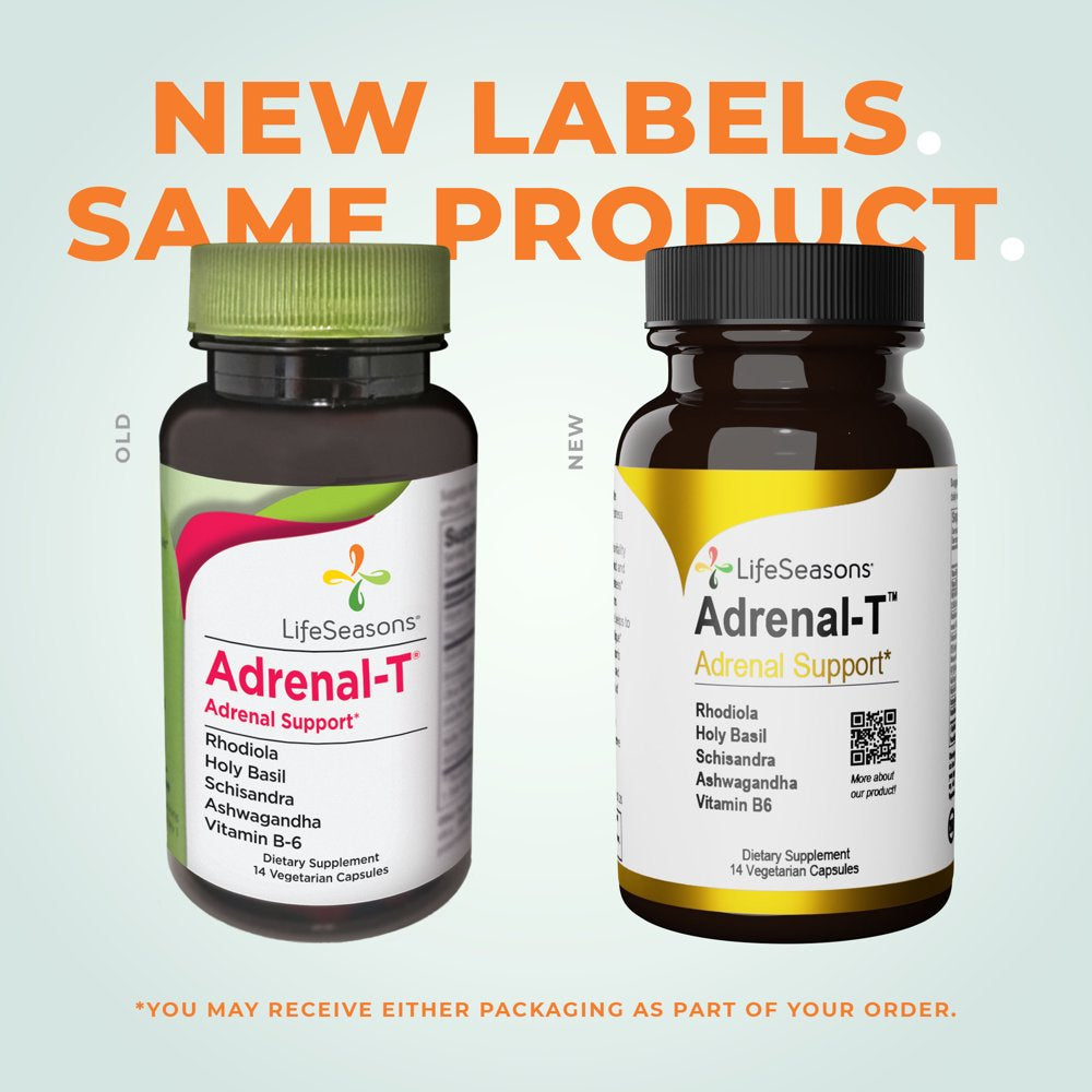 Lifeseasons - Adrenal-T - Adrenal Fatigue Support Supplement - Helps Lower Cortisol - Avoid Burnout - Aids Stress Management - Energizing - with Ashwagandha Adaptogens - 14 Capsules