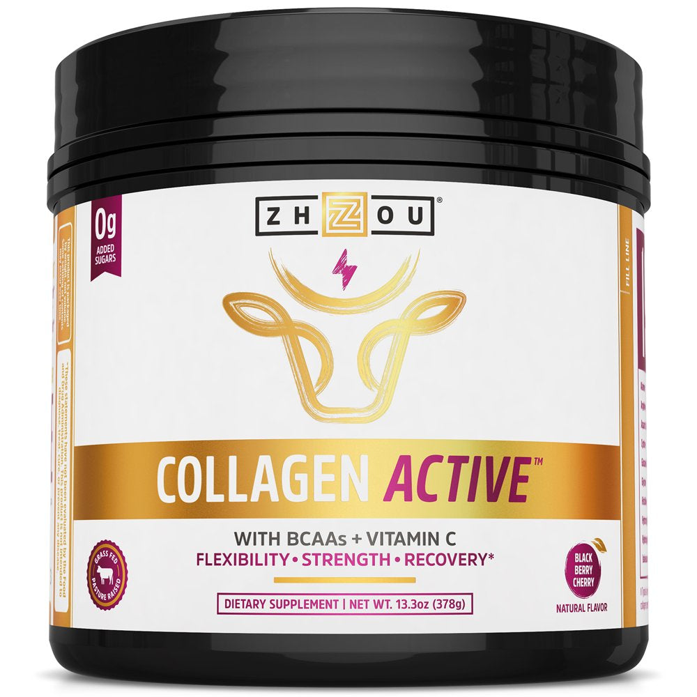 Zhou Collagen Active | Bcaas & Vitamin C | Black Berry Cherry | 13.3 Ounce