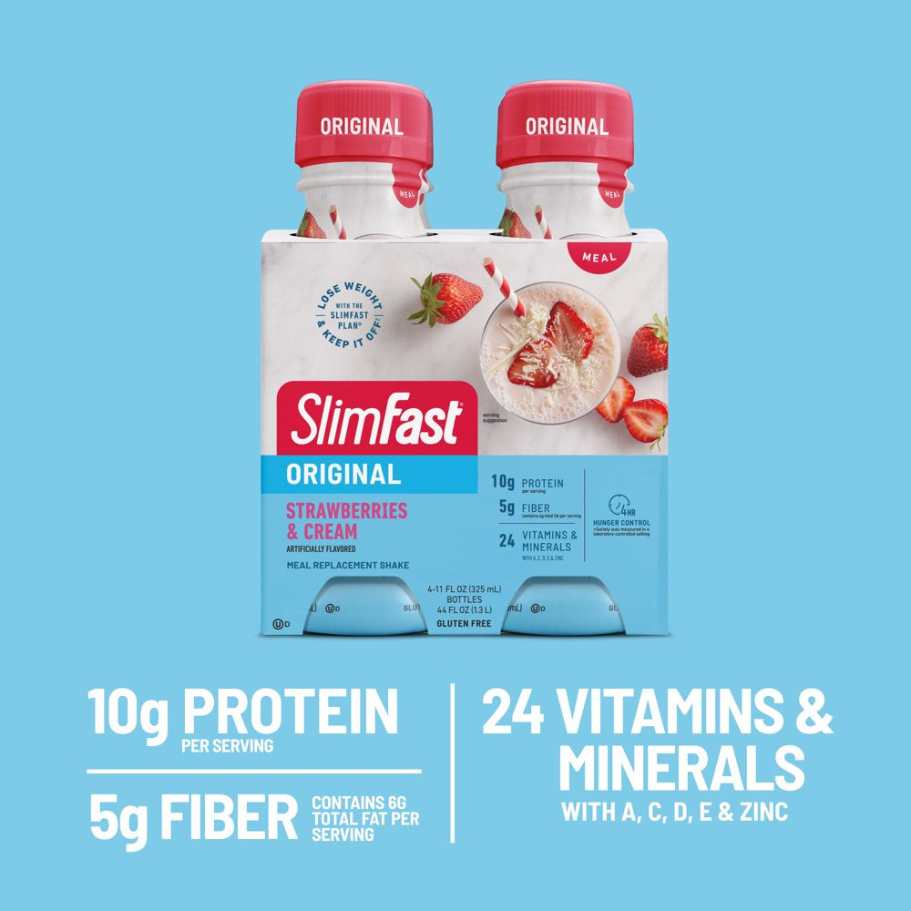 Slimfast Original Meal Replacement Shake, Strawberries and Cream, 8 Ct