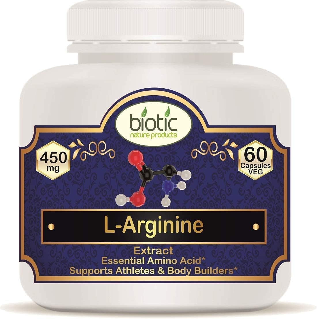 TARIN Biotic L-Arginine/L Arginine Capsules 450 Mg - 60 Veg Capsules for Muscle