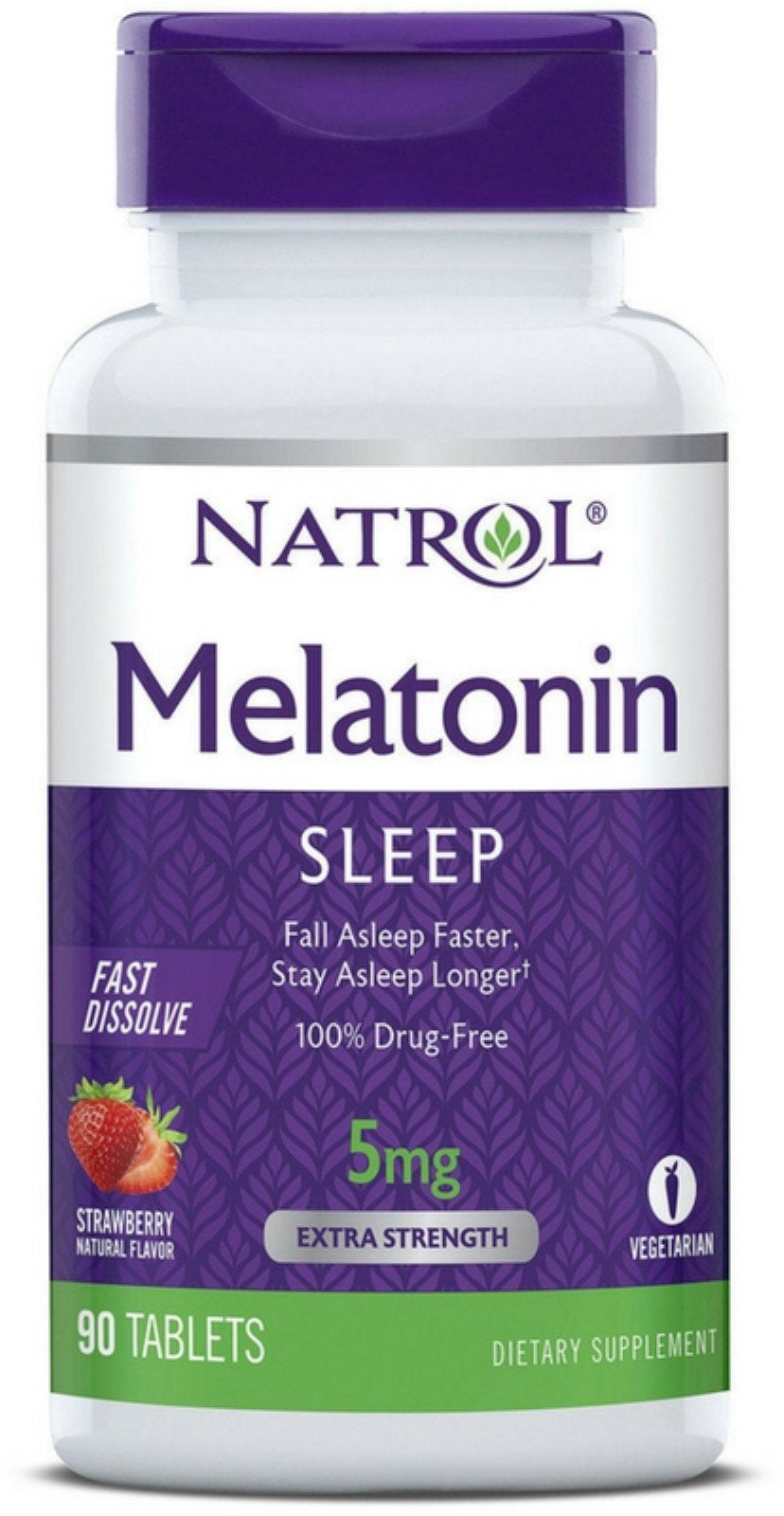 Natrol Fast Dissolve Melatonin 5 Mg Tablets, Strawberry 90 Each - (Pack of 2)