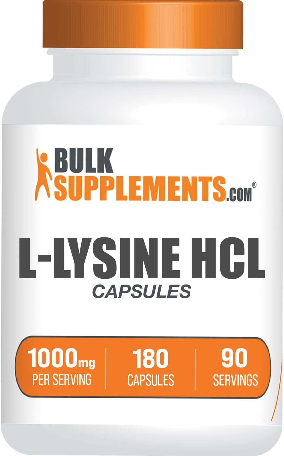 BULKSUPPLEMENTS.COM L-Lysine 1000Mg Capsules - Lysine Capsules - Lysine Supplement - L-Lysine Hcl Capsules - Immune Support - 2 Capsules per Serving - 90-Day Supply (180 Capsules)