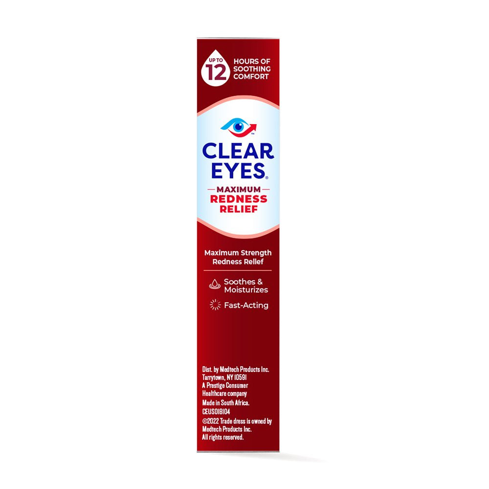 Clear Eyes Maximum Redness Eye Relief Lubricant Eye Drops, 1 Fl Oz