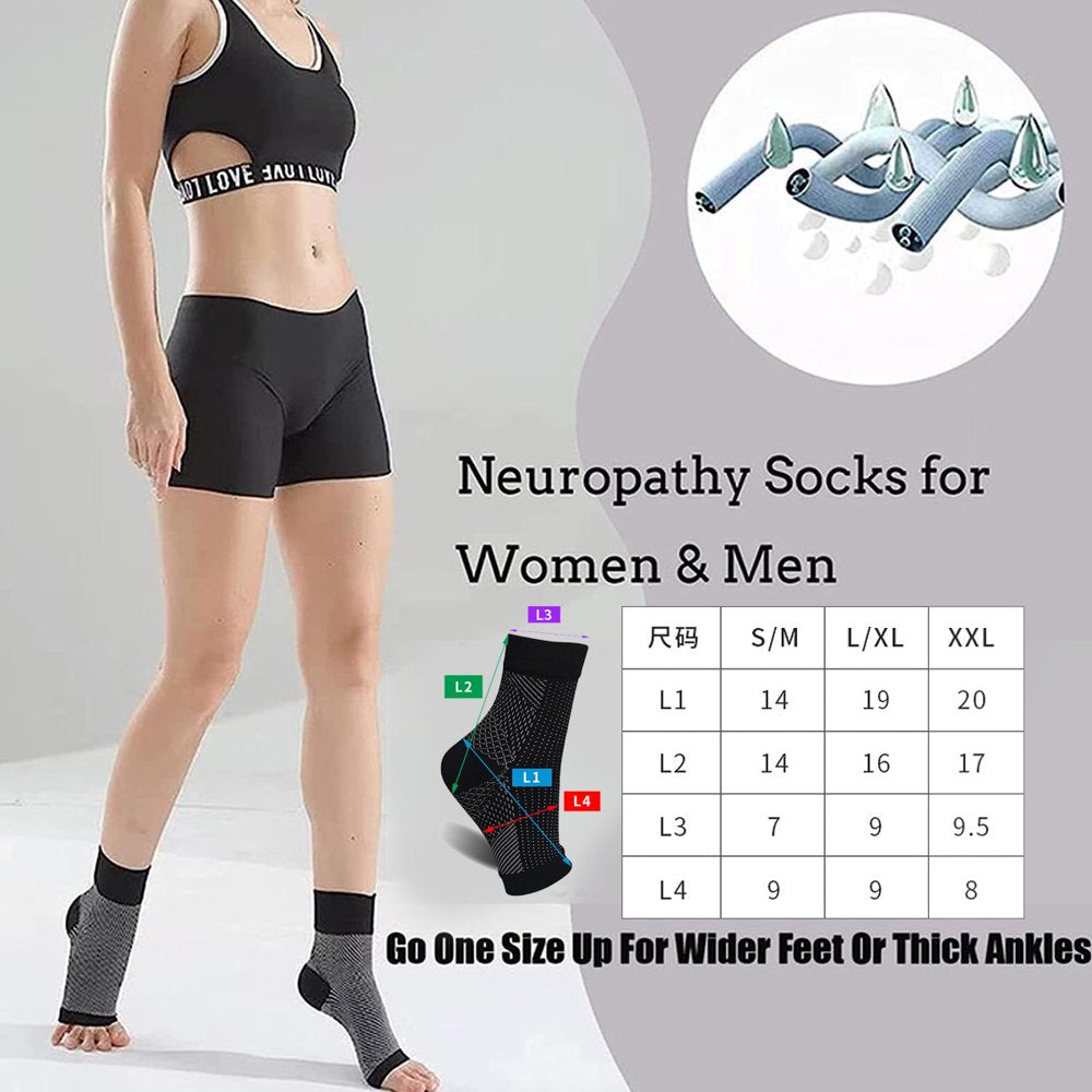 Neuropathy Socks for Women and Men, 4Pairs Soothe Relief Compression Socks, Fitness Compression Socks Elastic Cycling Socks Ankle Brace for Plantar Fasciitis Sleeve Soothe