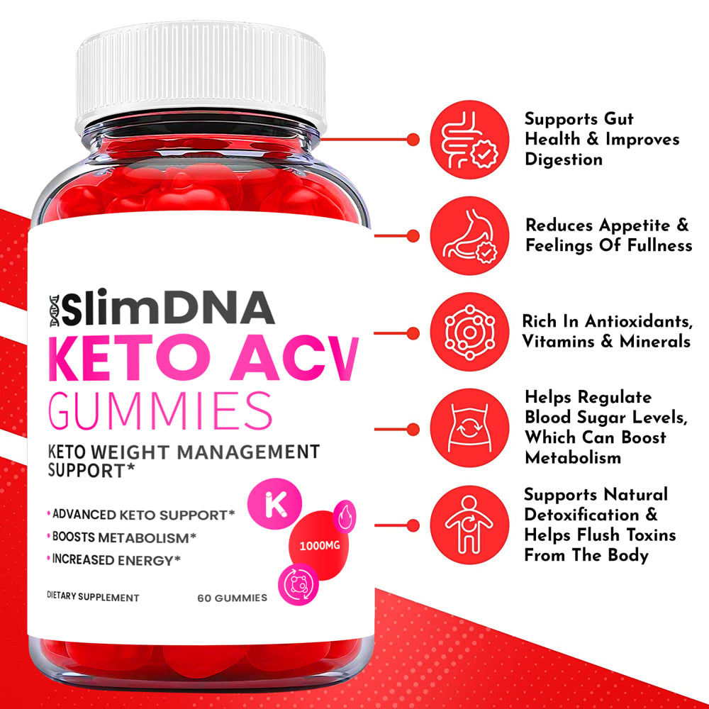 (3 Pack) Slim DNA Keto ACV Gummies - Supplement for Weight Loss - Energy & Focus Boosting Dietary Supplements for Weight Management & Metabolism - Fat Burn - 180 Gummies