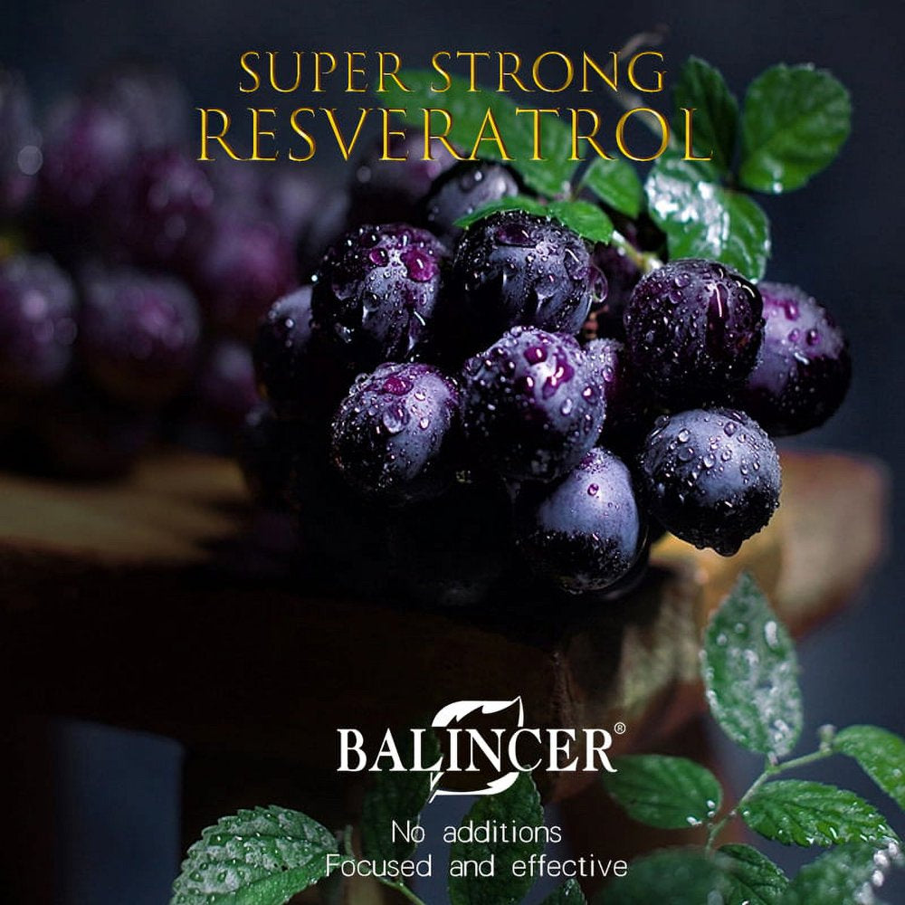 Balincer 100% Natural Resveratrol - 1000Mg per Serving Max Strength (60/120 Capsules) Antioxidant Supplement, Trans-Resveratrol Pills for Heart Health & Pure, Trans Resveratrol & Polyphenols