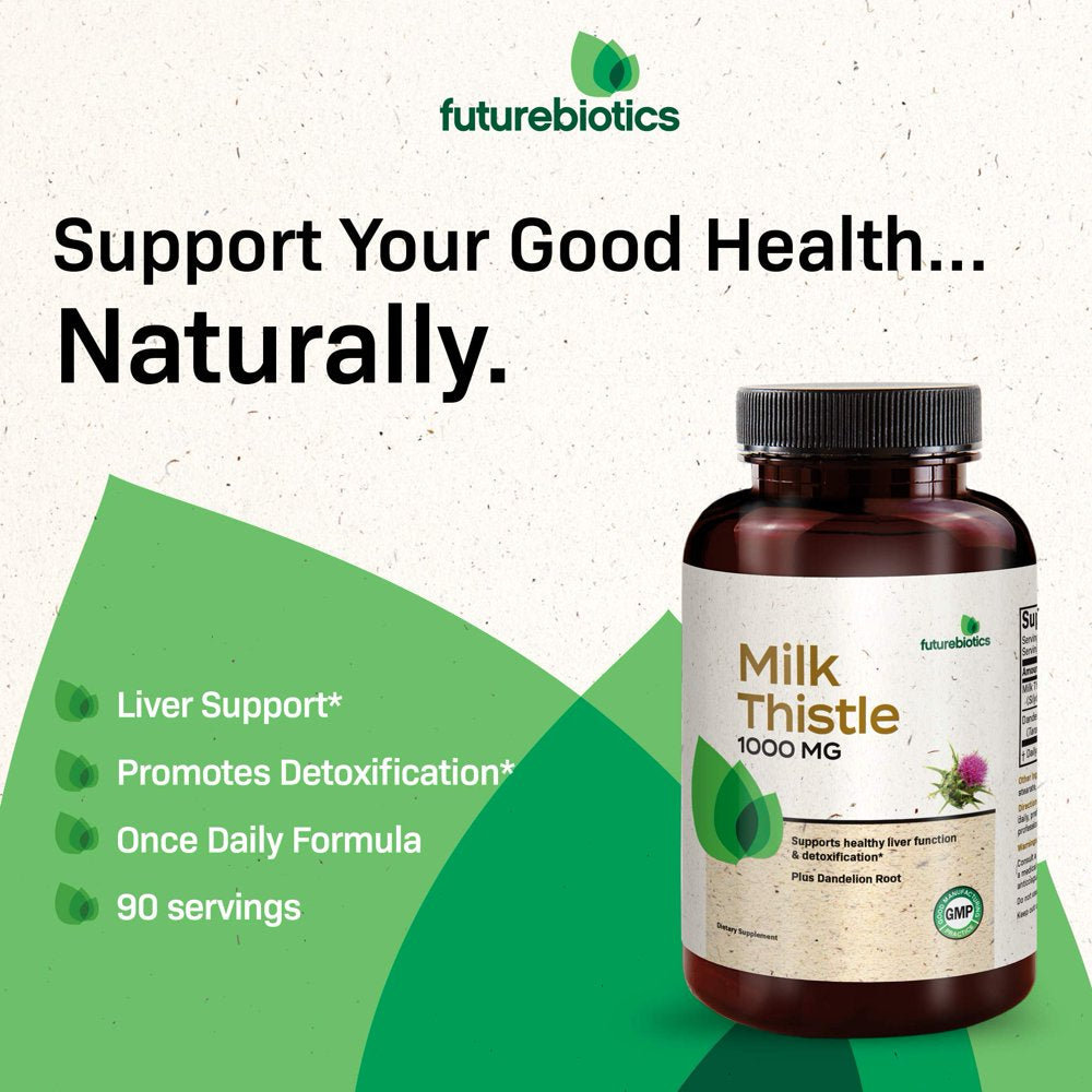 Futurebiotics Milk Thistle 1000Mg Silymarin Marianum & Dandelion Root Liver Health Support, 300 Capsules