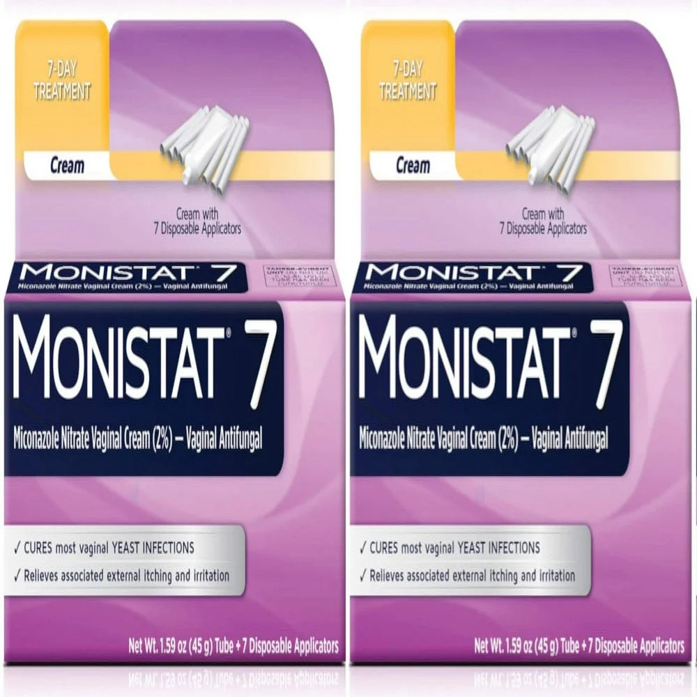 Monistat 7-Day Treatment Vaginal Antifungal Cream, for 7 Days - 1 Kit, 2 Pack