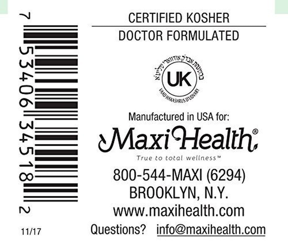 Maxi Health Natural Vitamin D3 -"5000 IU" - Nutrition Supplement - 90 Tablets - Kosher