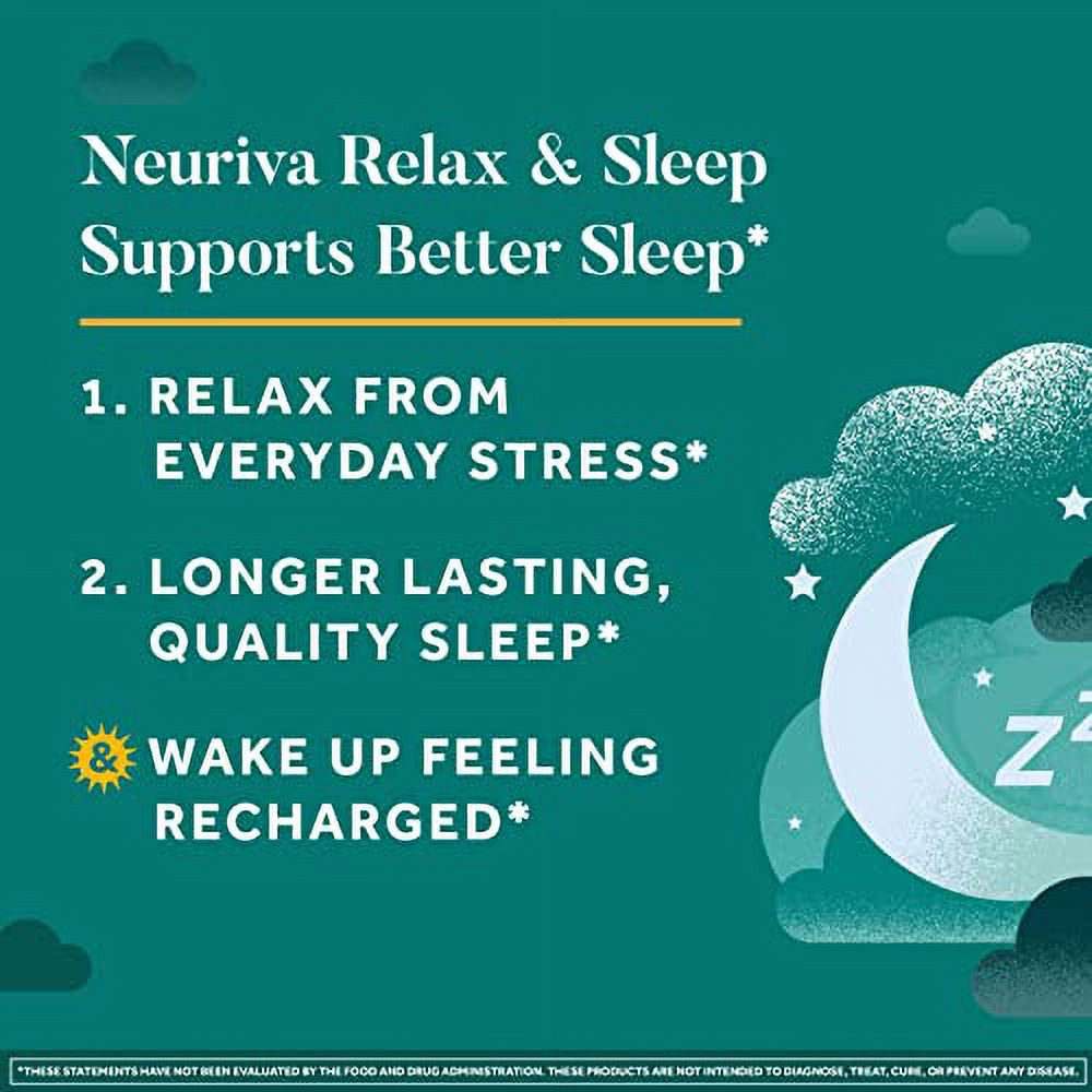 NEURIVA Melatonin Free Natural Sleep Aid Supplement with L-Theanine to Help You Relax & Ashwagandha to Support Restorative Sleep so You Can Wake up Feeling Refreshed, 30Ct Capsules