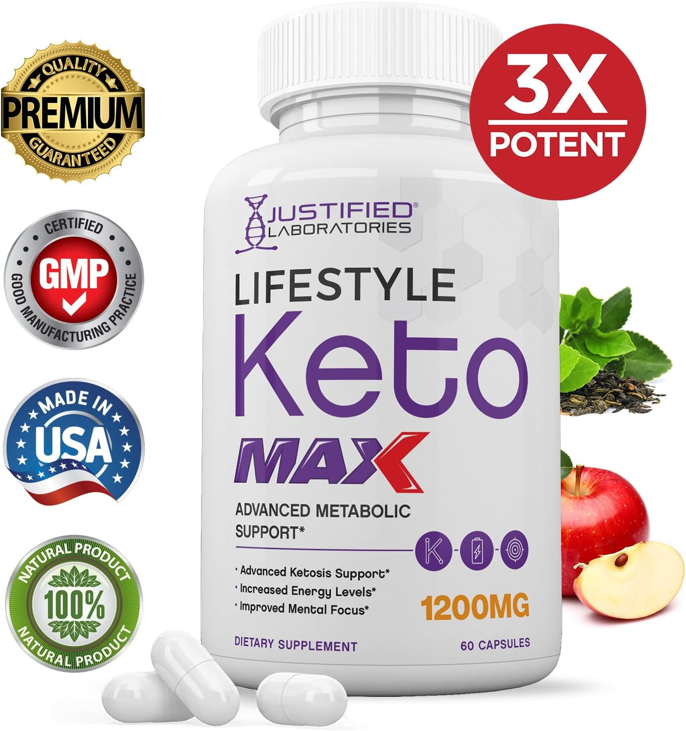 (5 Pack) Lifestyle Keto Max 1200MG Pills Includes Apple Cider Vinegar Gobhb Strong Exogenous Ketones Advanced Ketogenic Supplement Ketosis Support for Men Women 300 Capsules