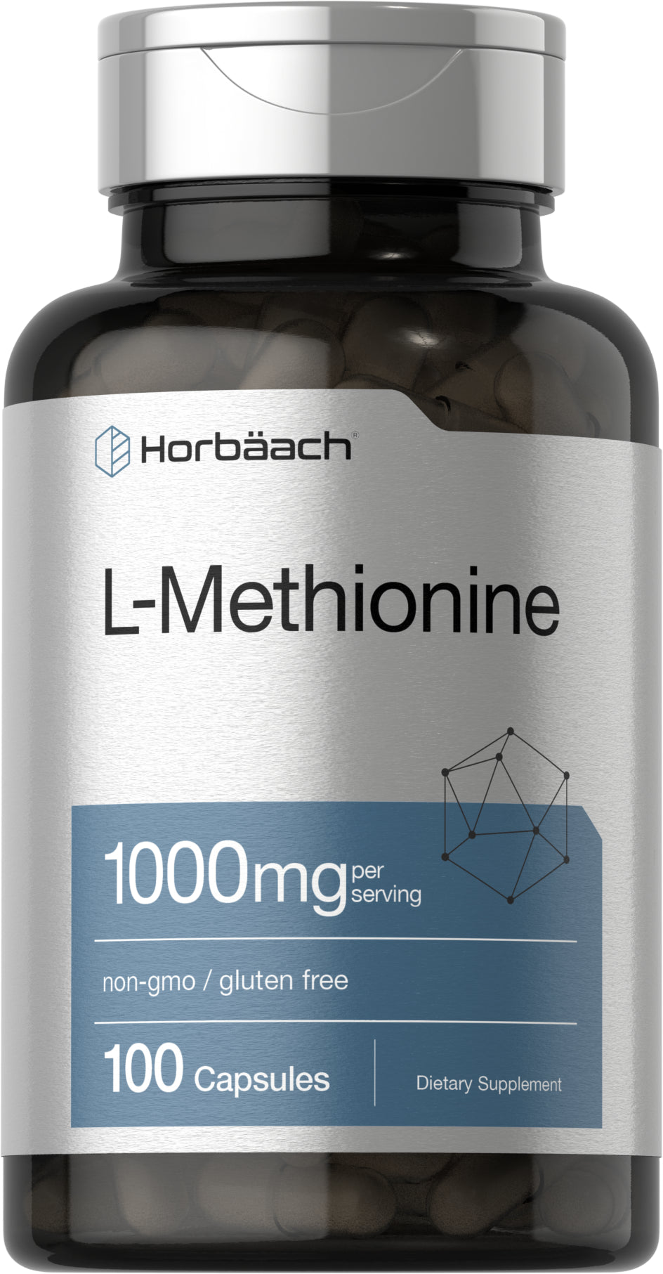 L Methionine 1000 Mg | 100 Capsules | Free Form Supplement | by Horbaach