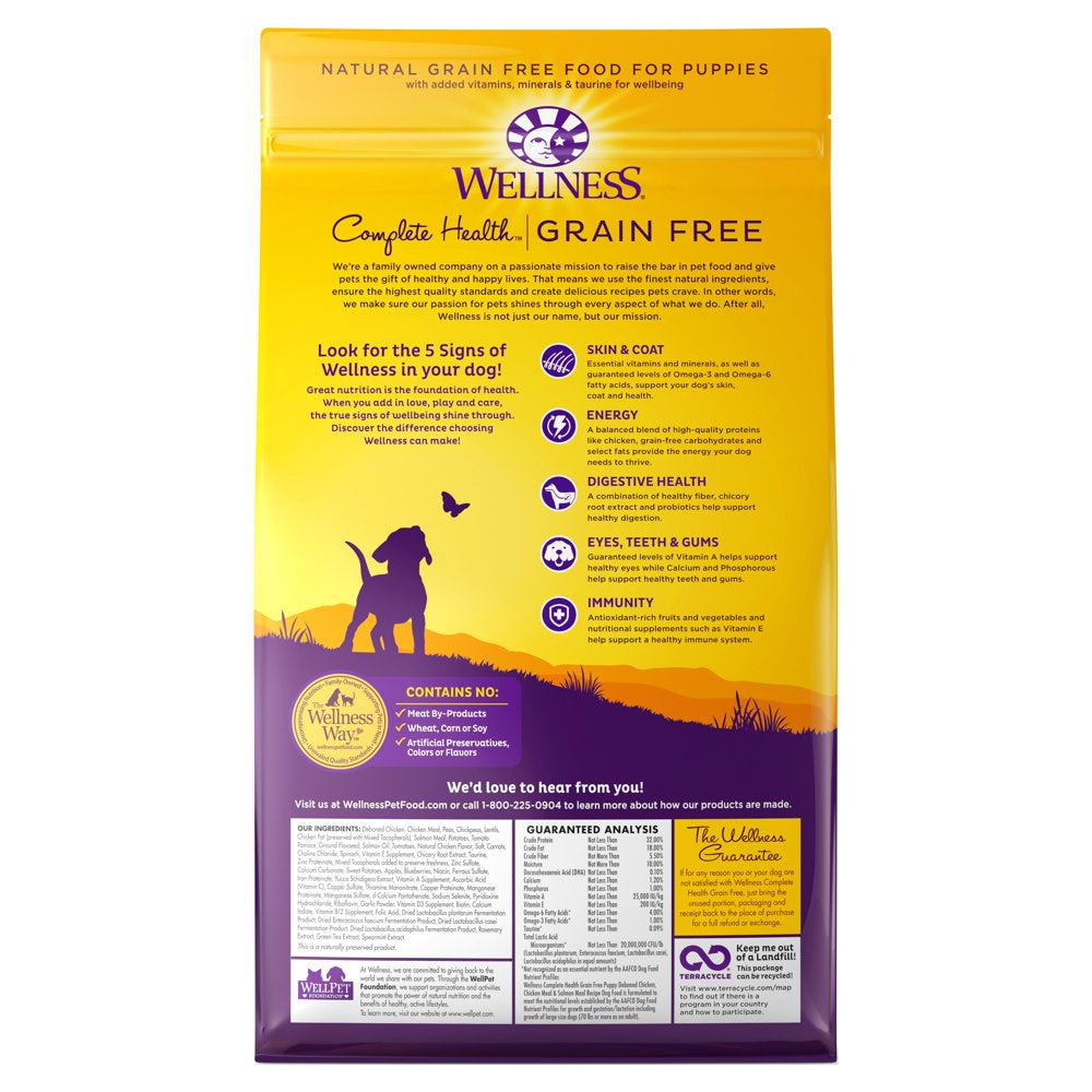 Wellness Complete Health Natural Grain Free Dry Puppy Food, Chicken & Salmon, 4-Pound Bag