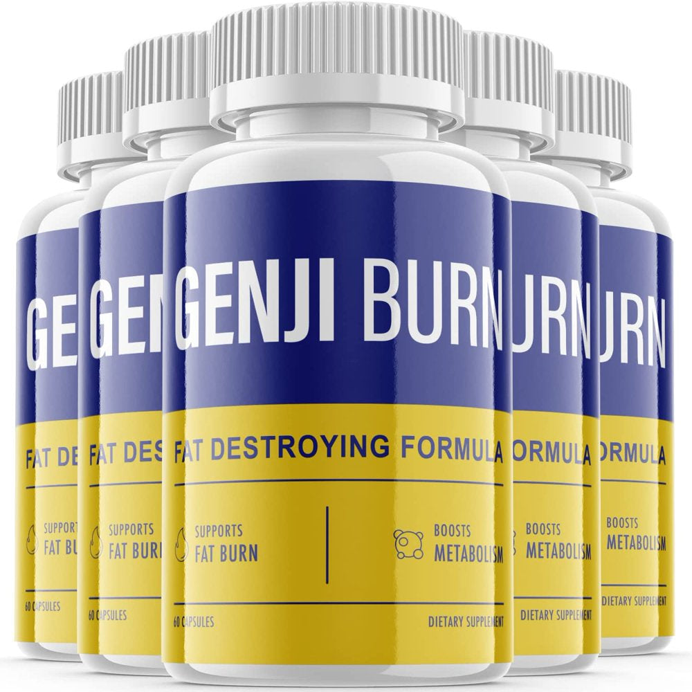 (5 Pack) Genji Burn - Keto Weight Loss Formula - Energy & Focus Boosting Dietary Supplements for Weight Management & Metabolism - Advanced Fat Burn Raspberry Ketones Pills - 300 Capsules