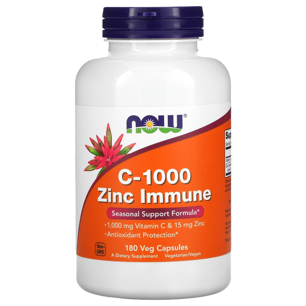 NOW Foods C-1000 Zinc Immune , 180 Veg Capsules