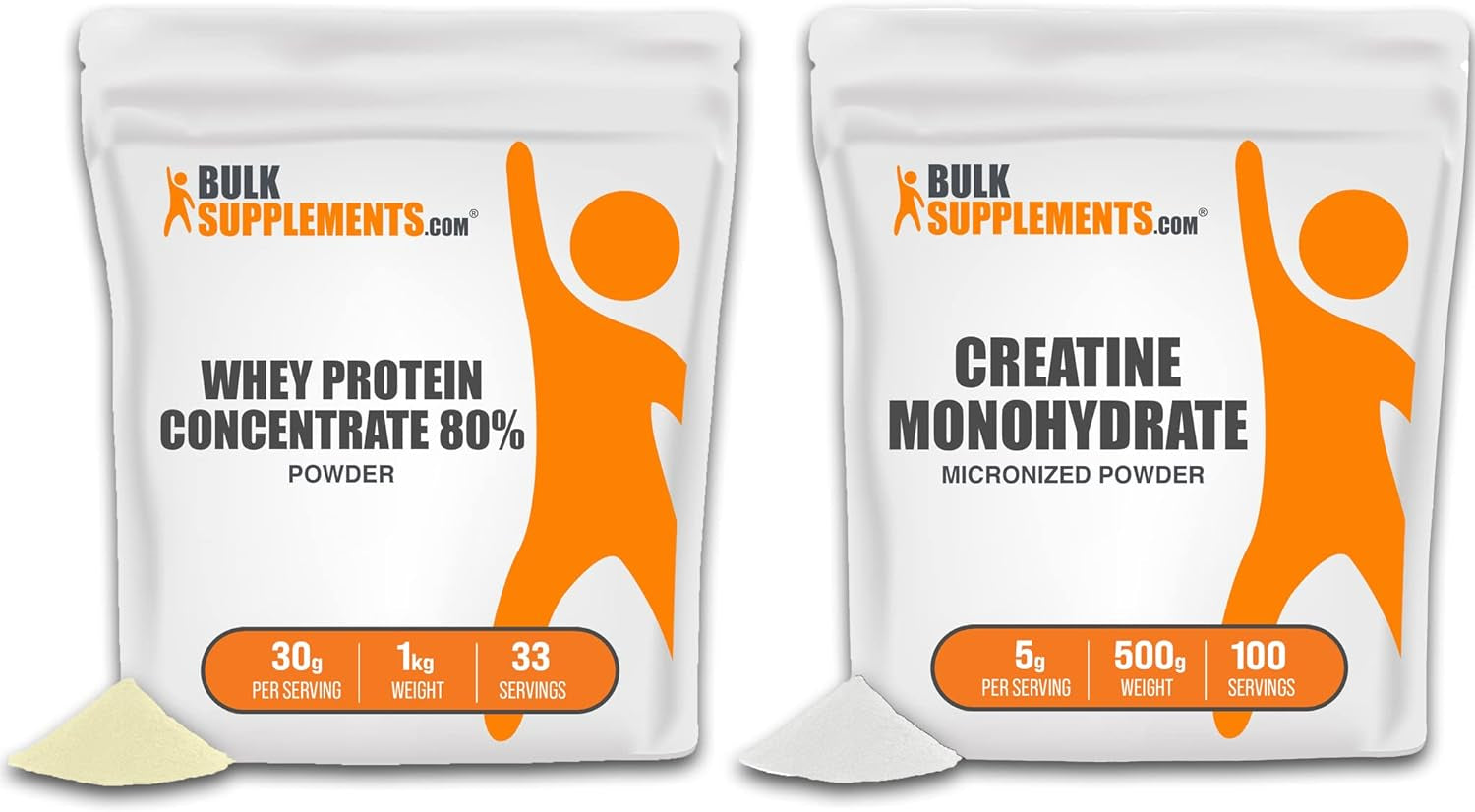 BULKSUPPLEMENTS.COM Whey Protein Concentrate 80% 1KG & Creatine Monohydrate 500G Bundle