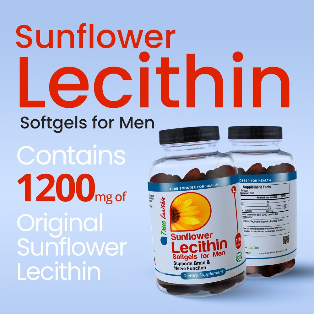 Truemed Sunflower Lecithin Softgels for Men 1200 Mg Natural Supplement 100 Softgels