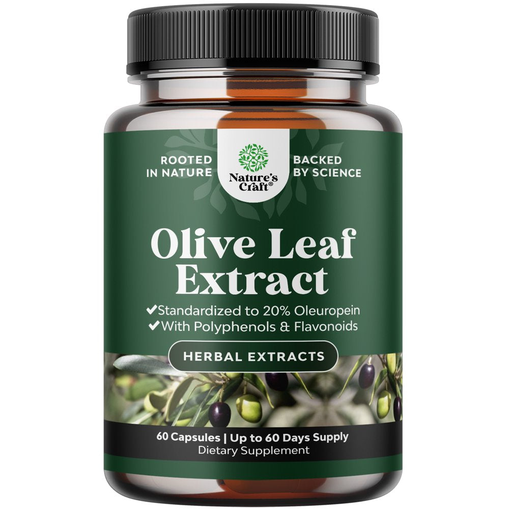 Potent Olive Leaf Extract Capsules - High Strength Antioxidant Supplement with Pure Olive Leaf with 20% Oleuropein - Herbal Heart Health Supplement - Vegan Non-Gmo & Gluten Free (2 Month Supply)