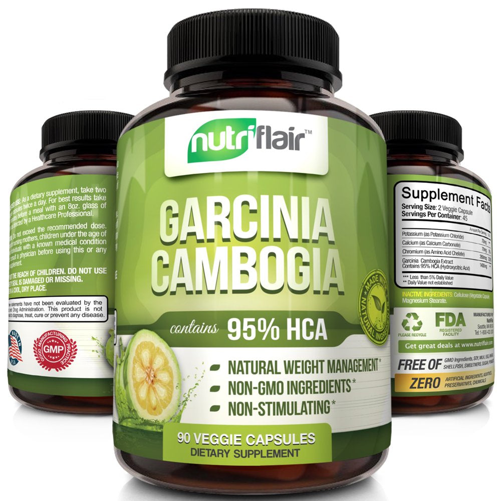 Nutriflair Garcinia Cambogia Supplement 95% HCA Metabolism Booster for Weight Loss 90 Capsules