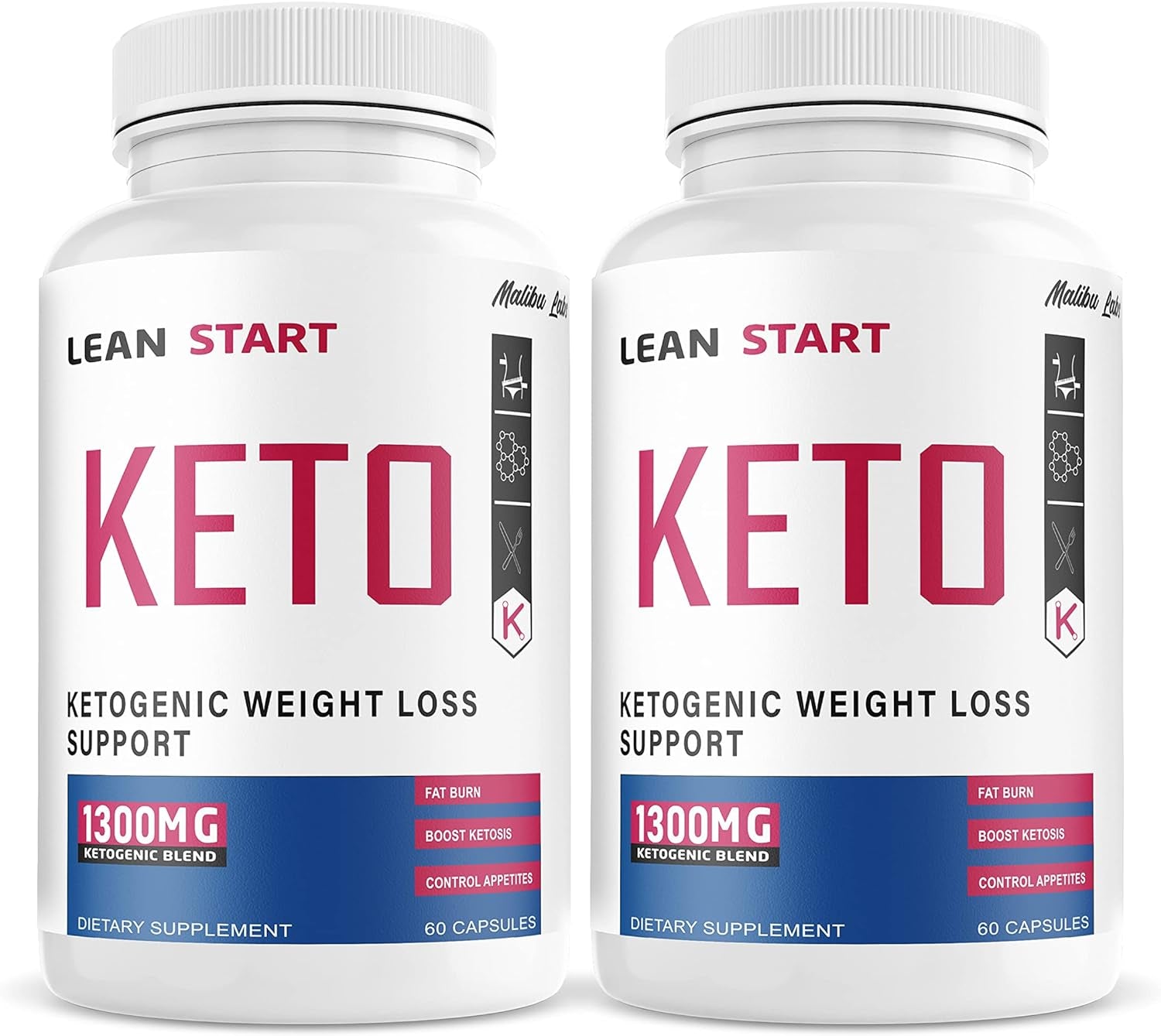 (Official) Lean Start Keto, Advanced Formula 1300 MG, Made in the USA (60 Count (Pack of 2))