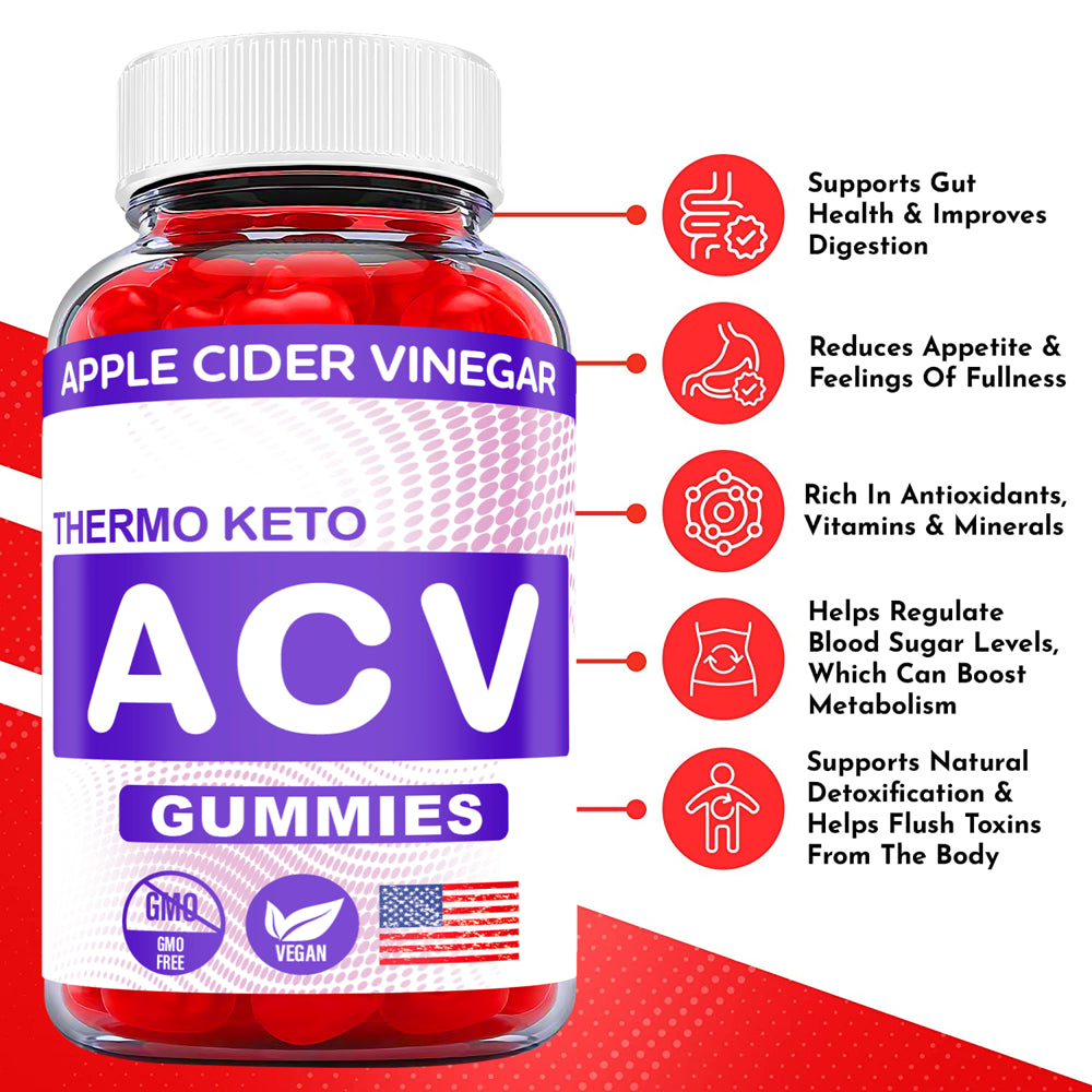 (5 Pack) Thermo Keto ACV Gummies - Supplement for Weight Loss - Energy & Focus Boosting Dietary Supplements for Weight Management & Metabolism - Fat Burn - 300 Gummies