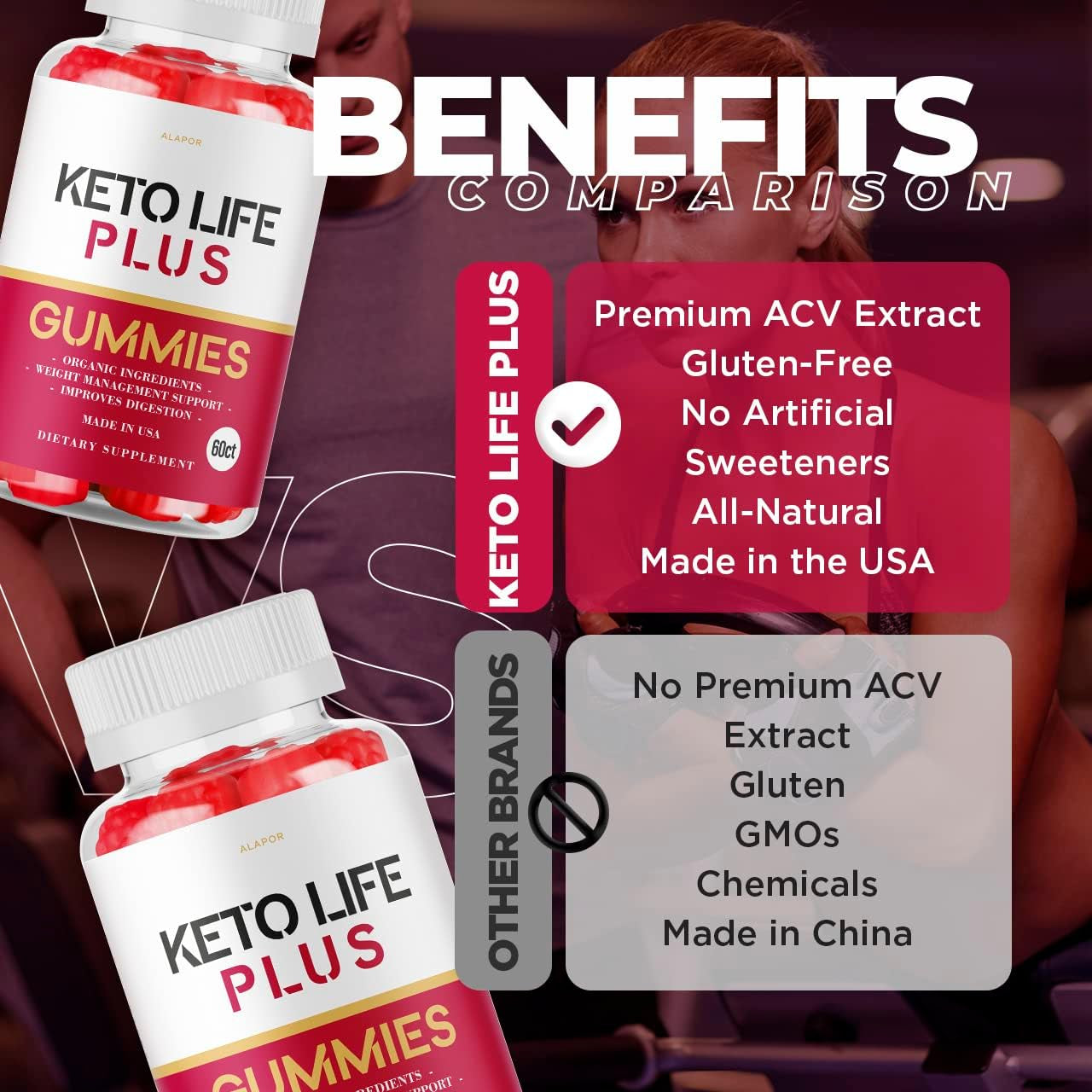 (3 Pack) Keto Life plus - New Advance Formula Apple Cider Vinegar Life plus Gummies, Ketolife plus Gummy, Life Gummys Reviews 90 Days Supply.