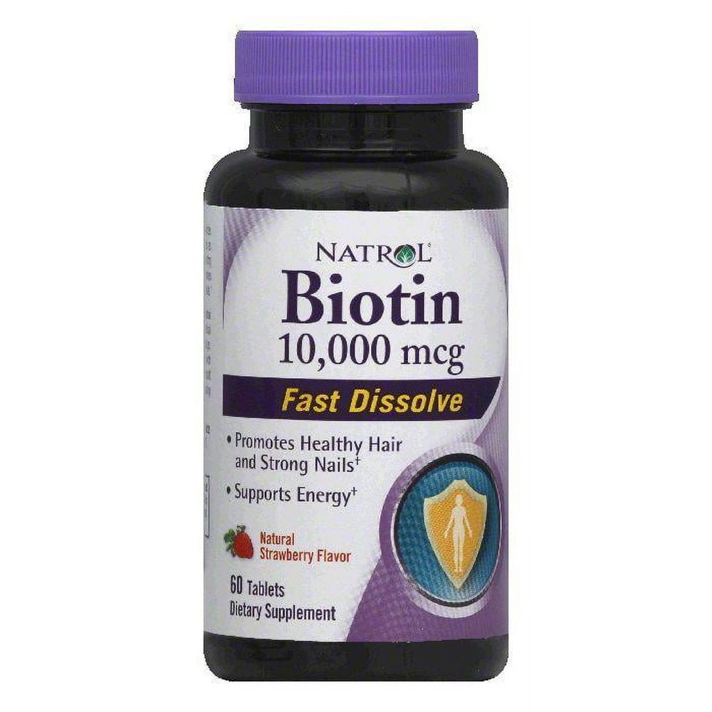 Natrol Natural Strawberry Flavor Tablets 000 Mg 10 Biotin, 60 Ea (Pack of 3)