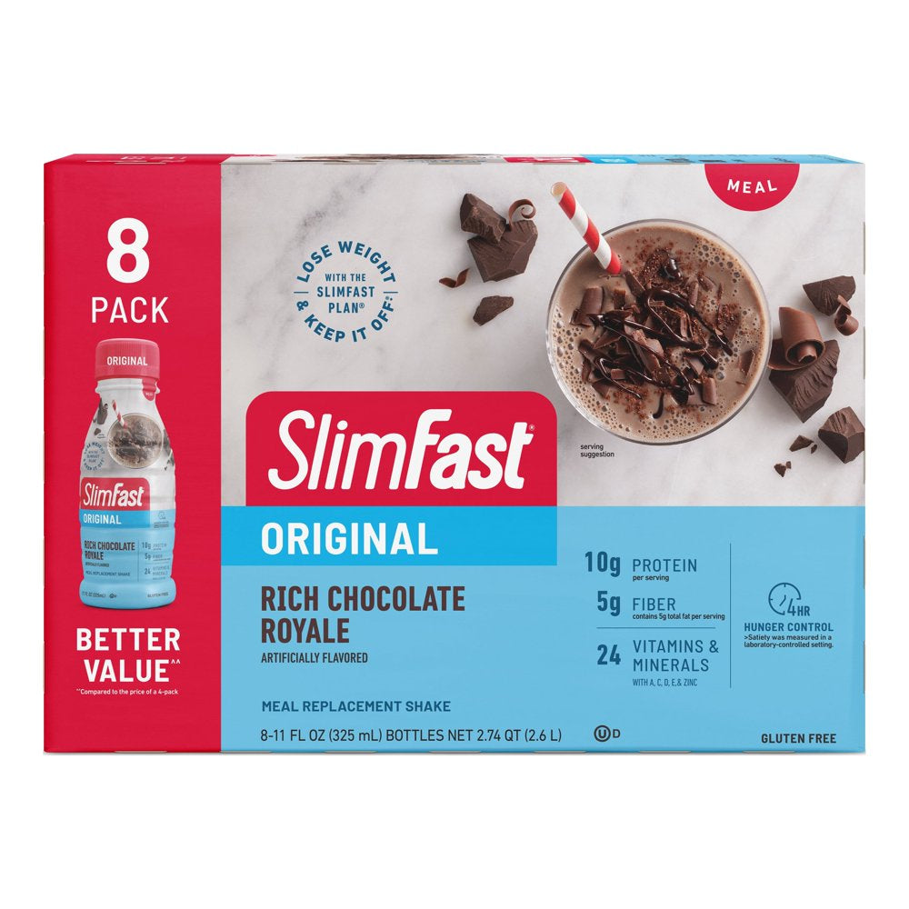 Slimfast Original Rich Chocolate Royale Meal Replacement Shake, 8 Ct