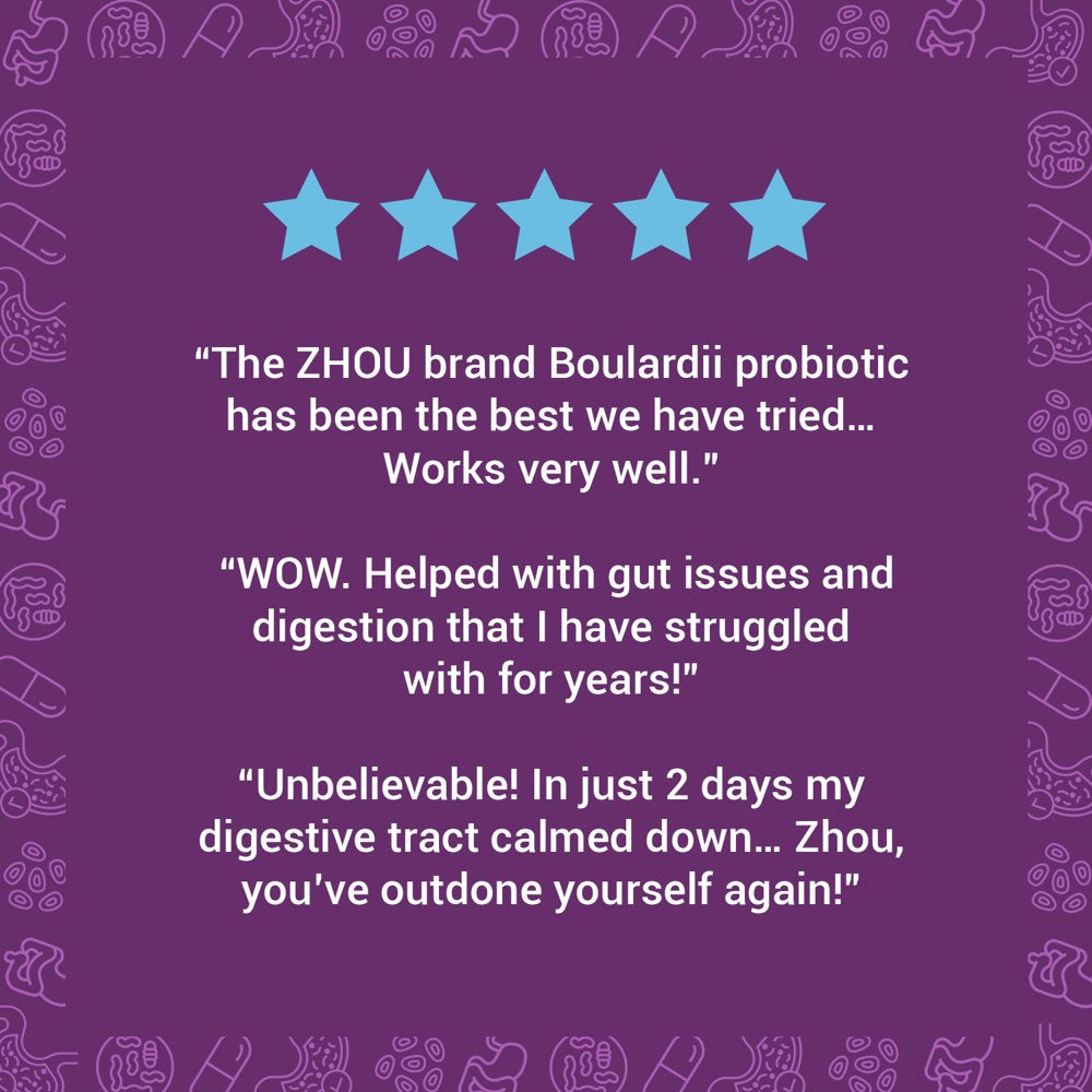 Zhou S. Boulardii Probiotic 440 Mg | Mens & Womens Probiotics | Shelf Stable Immune Support | 60 Veggie Caps