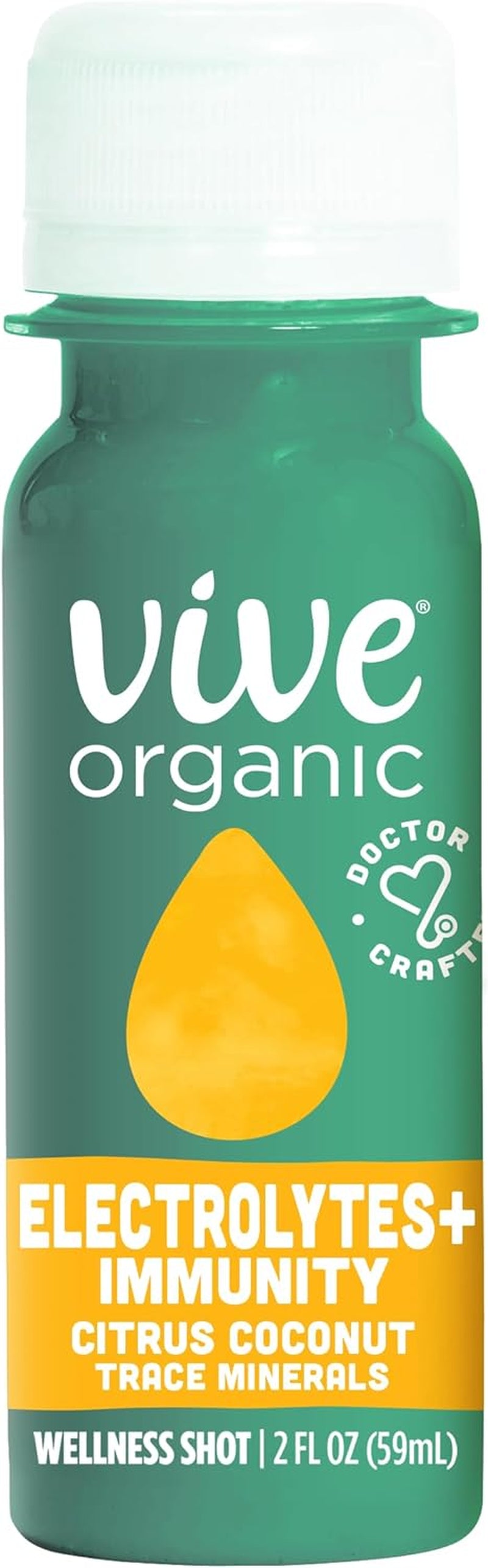 Vive Organic Electrolytes Shot + Immune Support, Blue Spirulina, Coconut Water & Trace Minerals, Gluten Free, Vegan, Refuel & Rehydrate, 2 Fl Oz (Pack of 12)