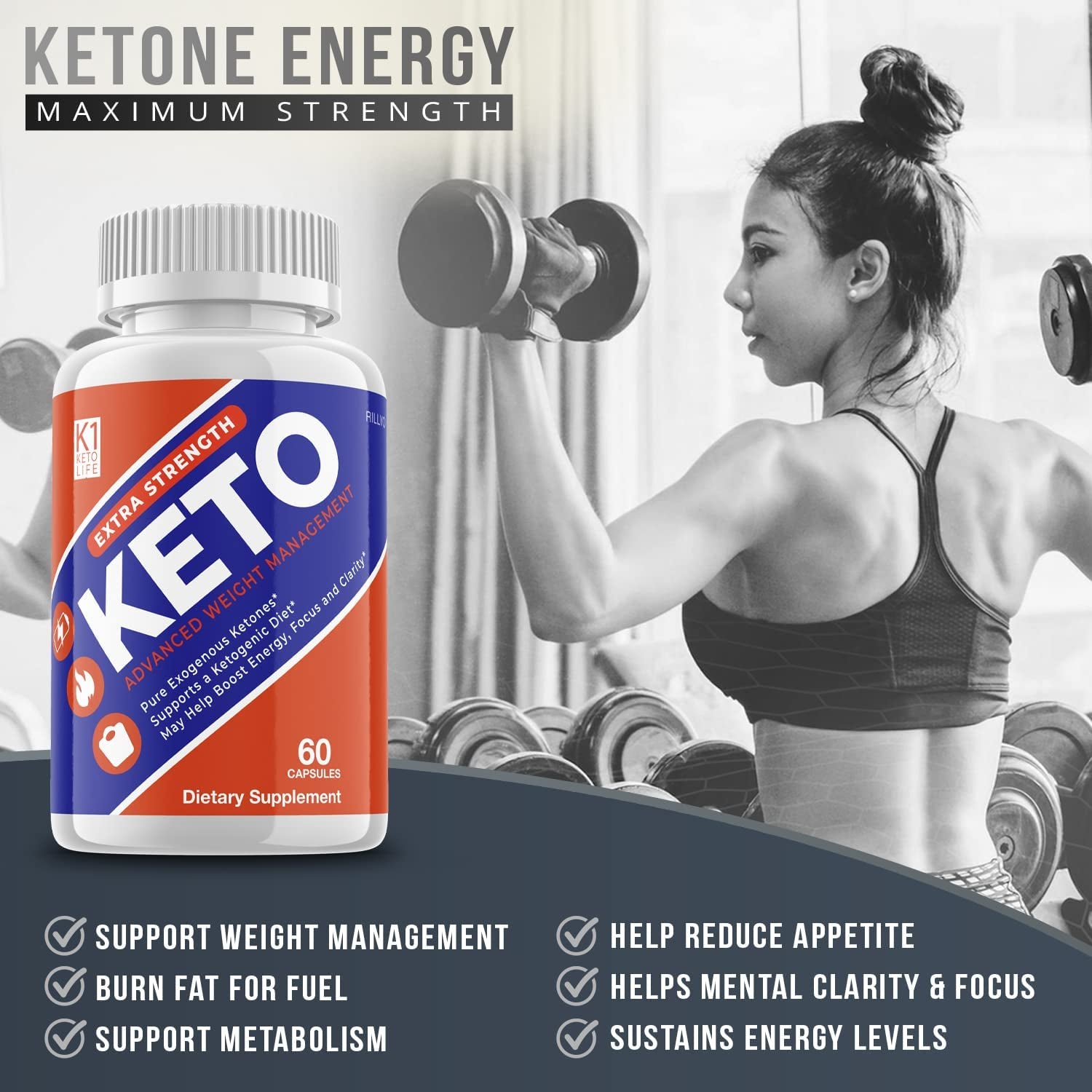 (2 Pack) K1 Keto Lifestyle Diet Supplements Advanced Ketogenic Formula (120 Capsules)