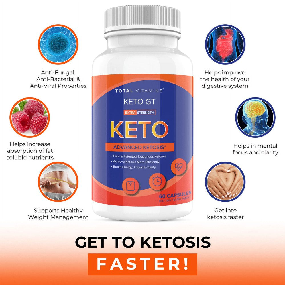 Keto GT Advanced Weight Loss 800Mg Fast Keto Diet Pills Fat Burner 60 Capsules