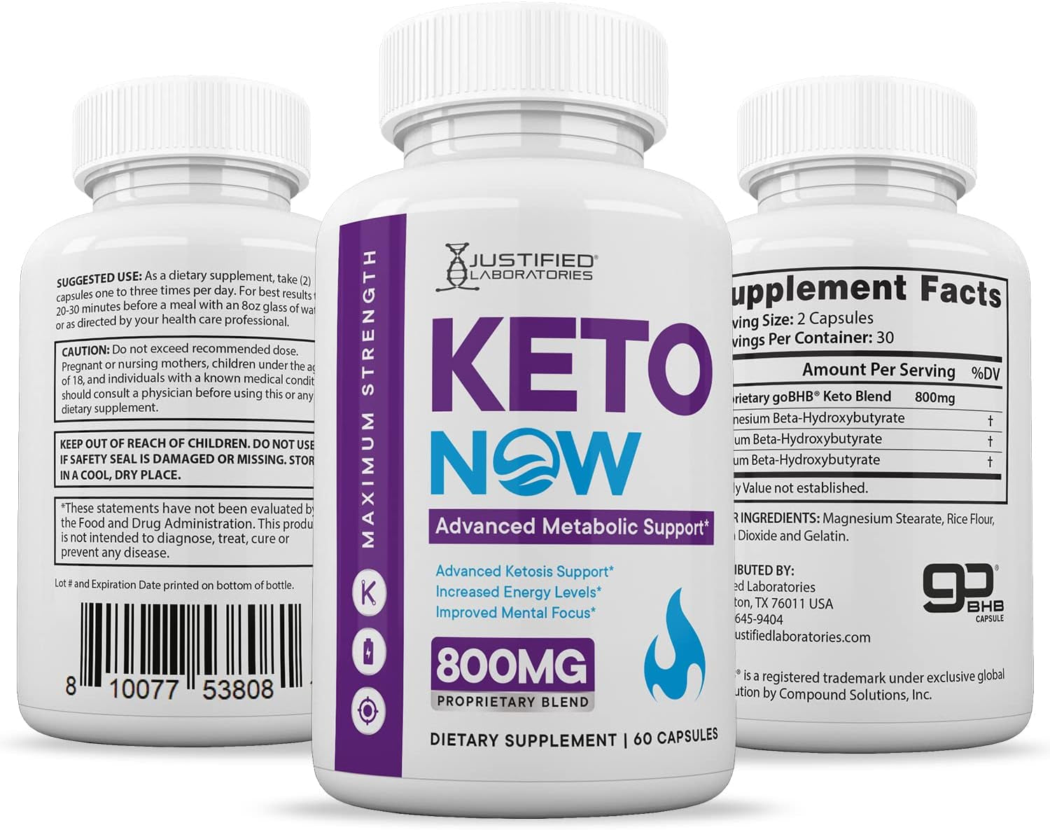 (10 Pack) Keto Now 800MG Includes Gobhb Exogenous Ketones Advanced Ketosis Support for Men Women 600 Capsules