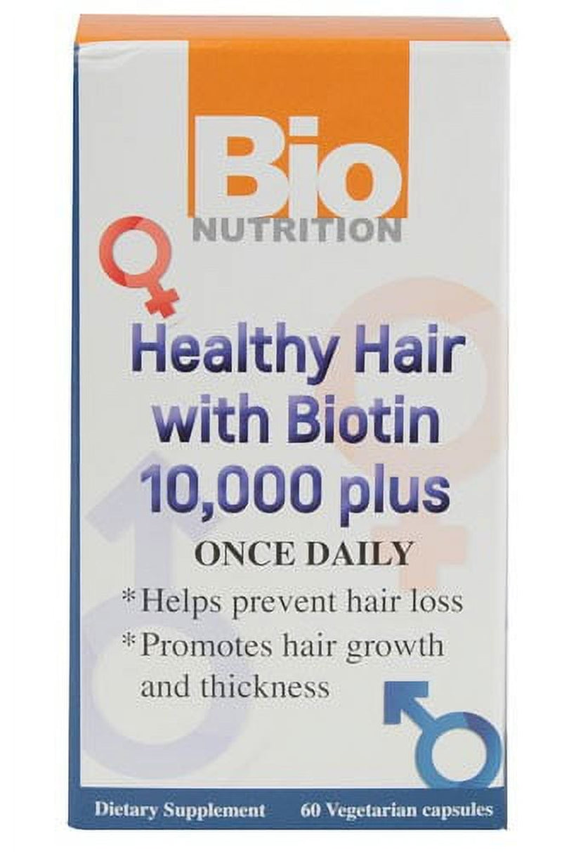 Bio Nutrition Healthy Hair with Biotin 10000 plus 60 Vegetable Capsules
