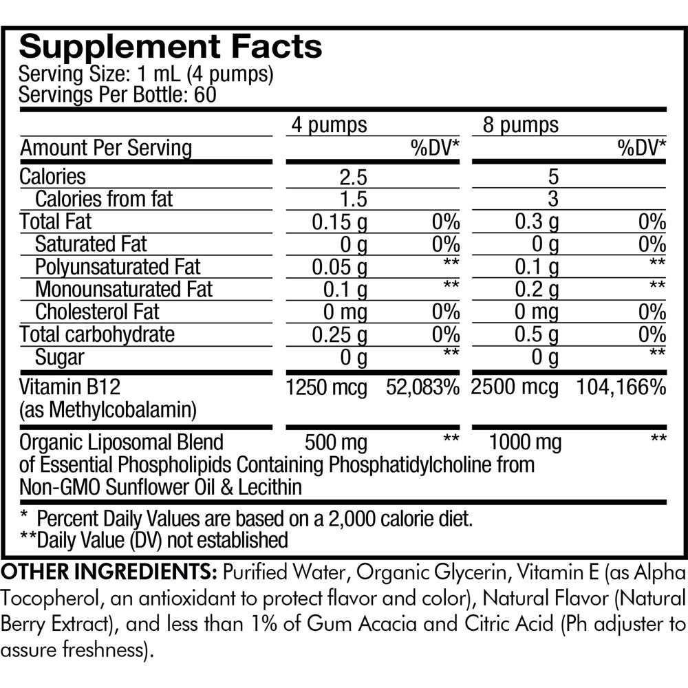 Codeage Nanofood Liposomal Vitamin B12 Liquid Supplement, Vegan Methylcobalamin B12 Vitamin Drops, 2 Fl Oz