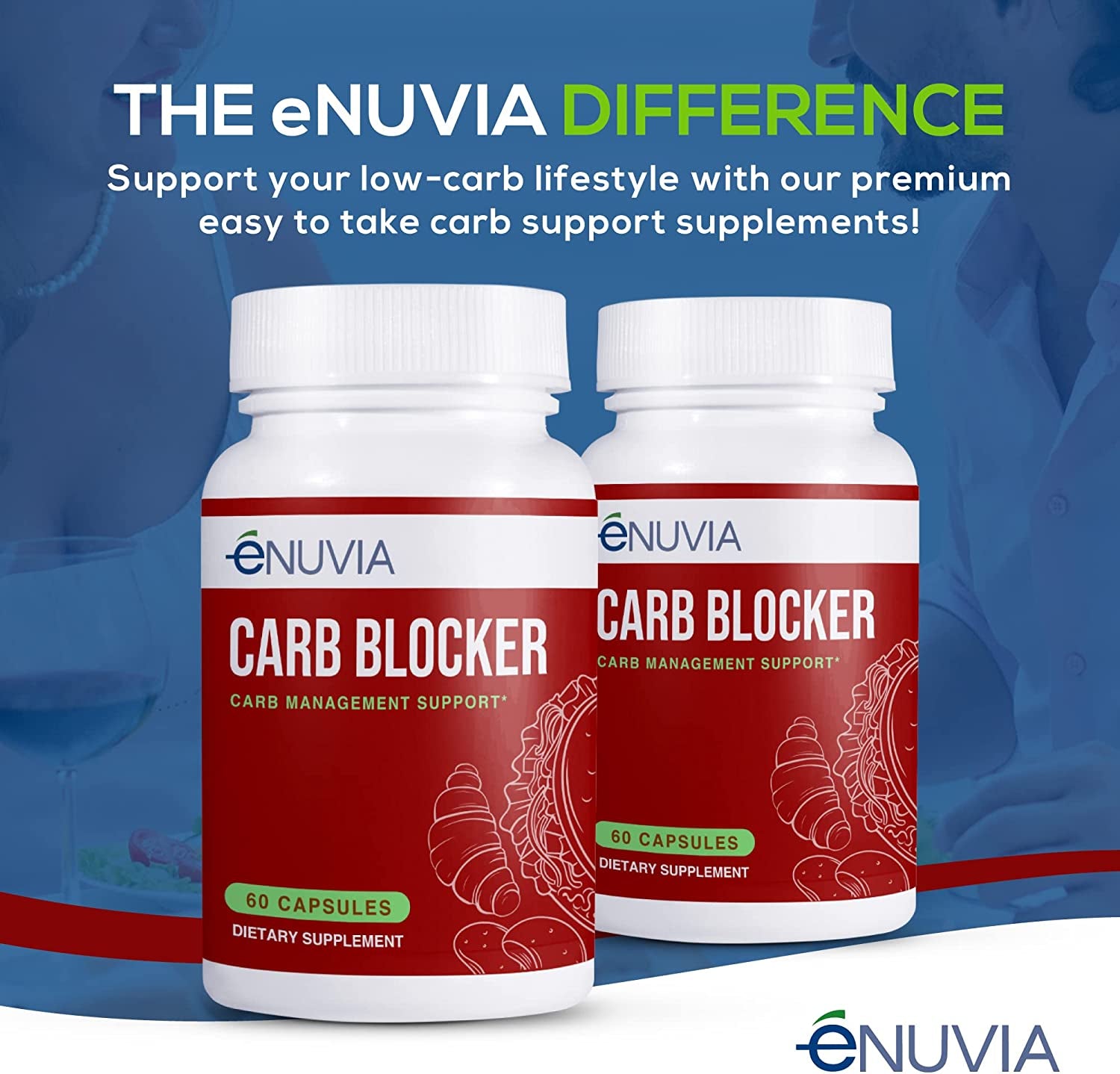 Enuvia Enuvia Carb Blocker - Plant-Based Carb Management Formula with Vitamin C for Keto or Low Carb Diet and Lifestyle - Supports Digestion, Immunity and Heart Health - Made in the USA - 60 Capsules