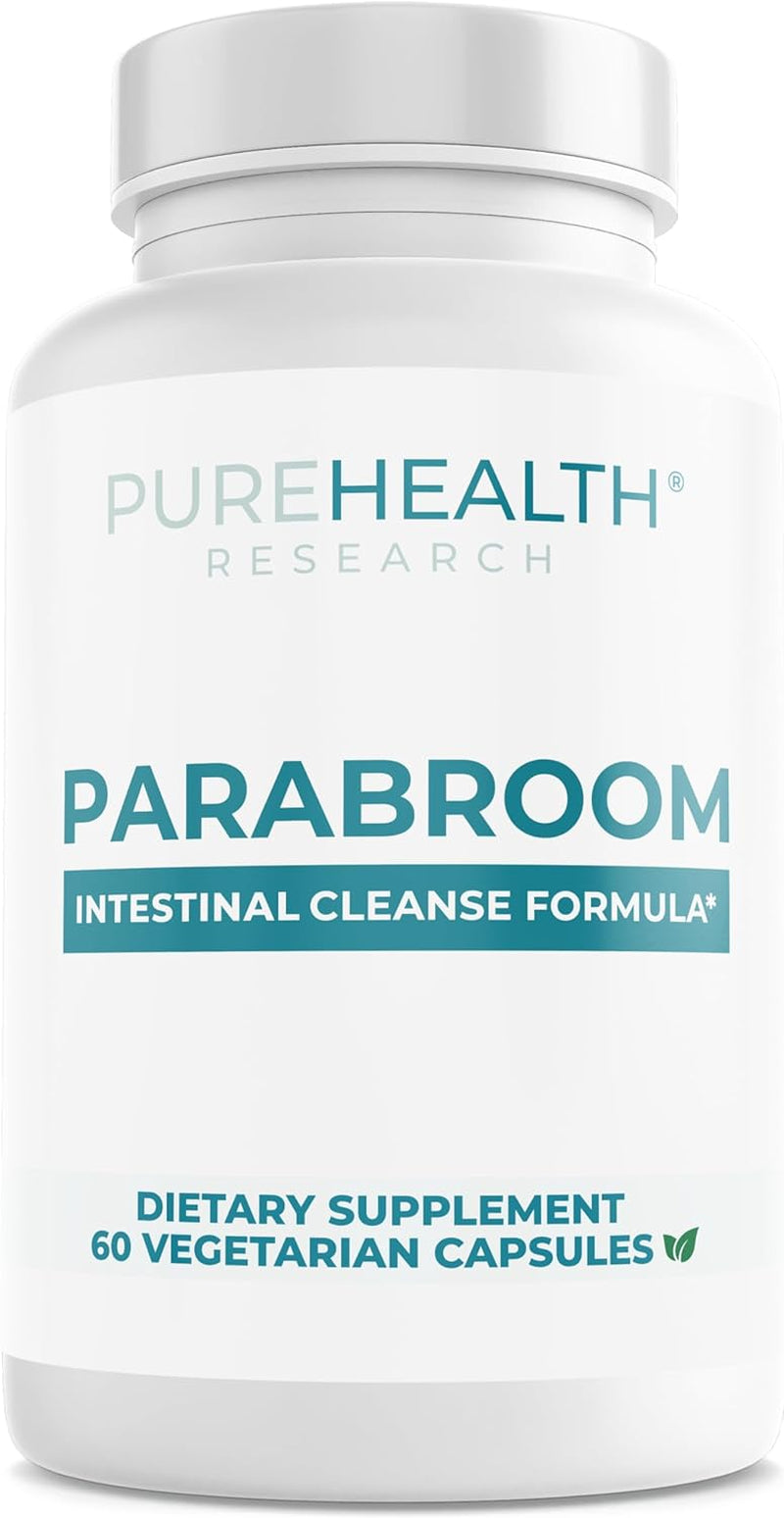 PUREHEALTH RESEARCH Parabroom Formula - Black Walnut, Wormwood, Garlic & More - Bloating Relief Supplement for Adults - 60 Capsules