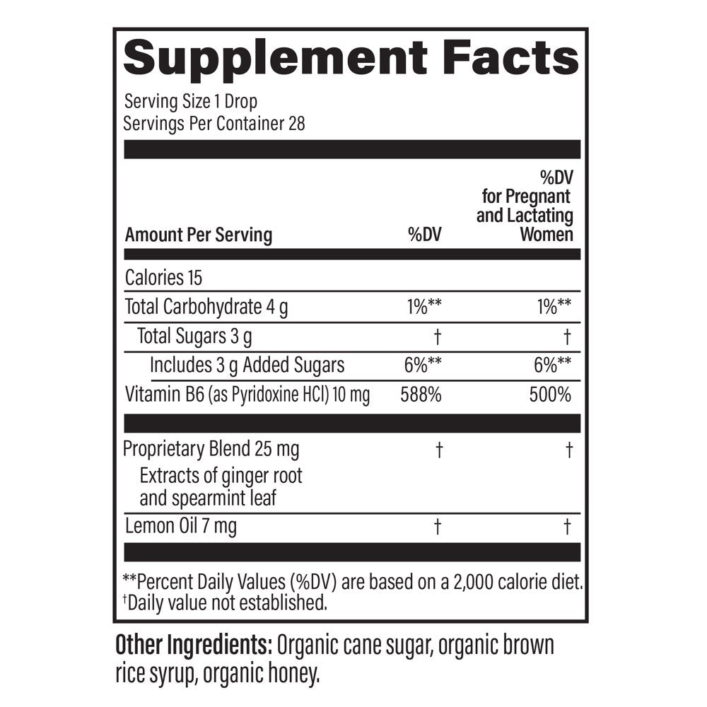 Upspring Stomach Settle Nausea Relief Drops, Lemon Ginger Honey, 28 Ct