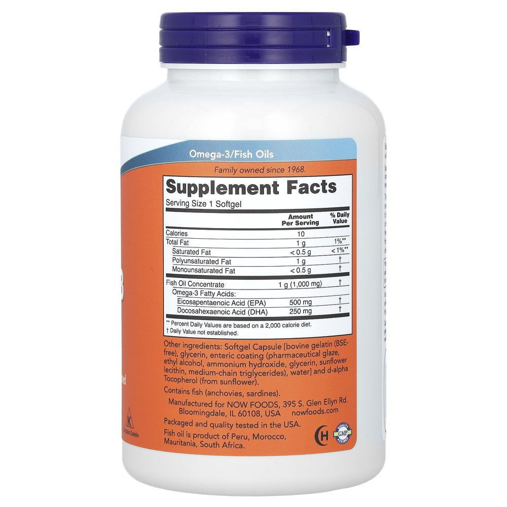 NOW Supplements, Ultra Omega-3 Molecularly Distilled and Enteric Coated, 180 Softgels