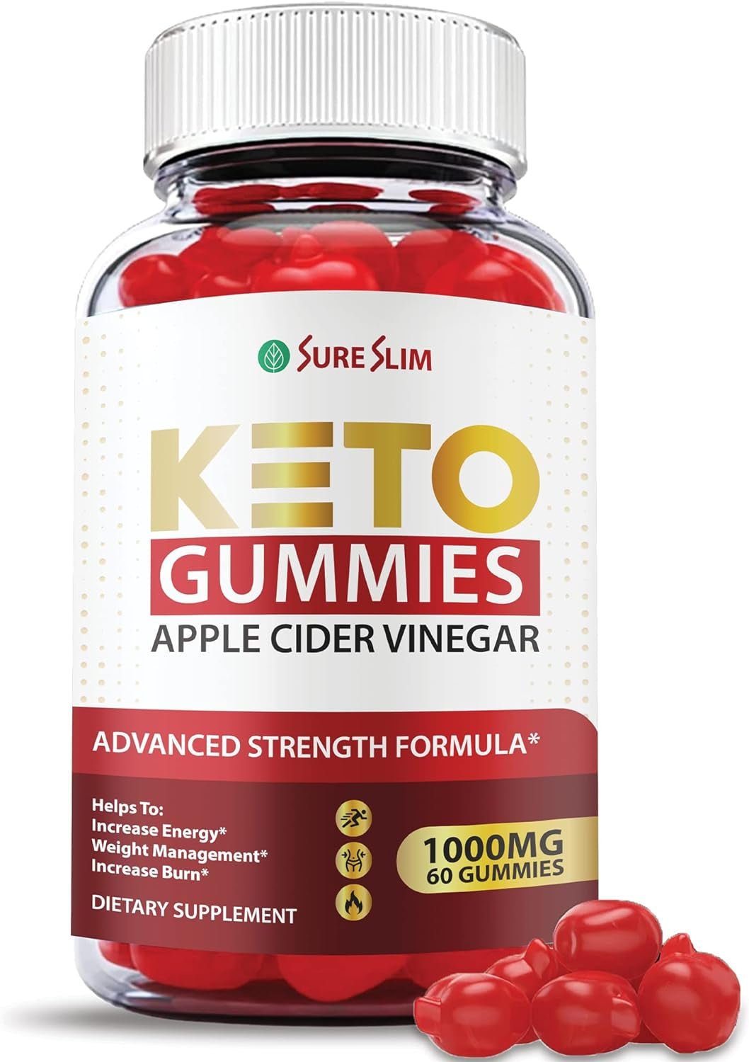 Sure Slim Keto Gummies - Vegan, Non GMO Official Formula - Sure Slim ACV Keto Gummies with Apple Cider Vinegar 1000Mg, Sureslim Keto Gummies with Beet Root Juice, Pomegranate Juice (60 Gummies)