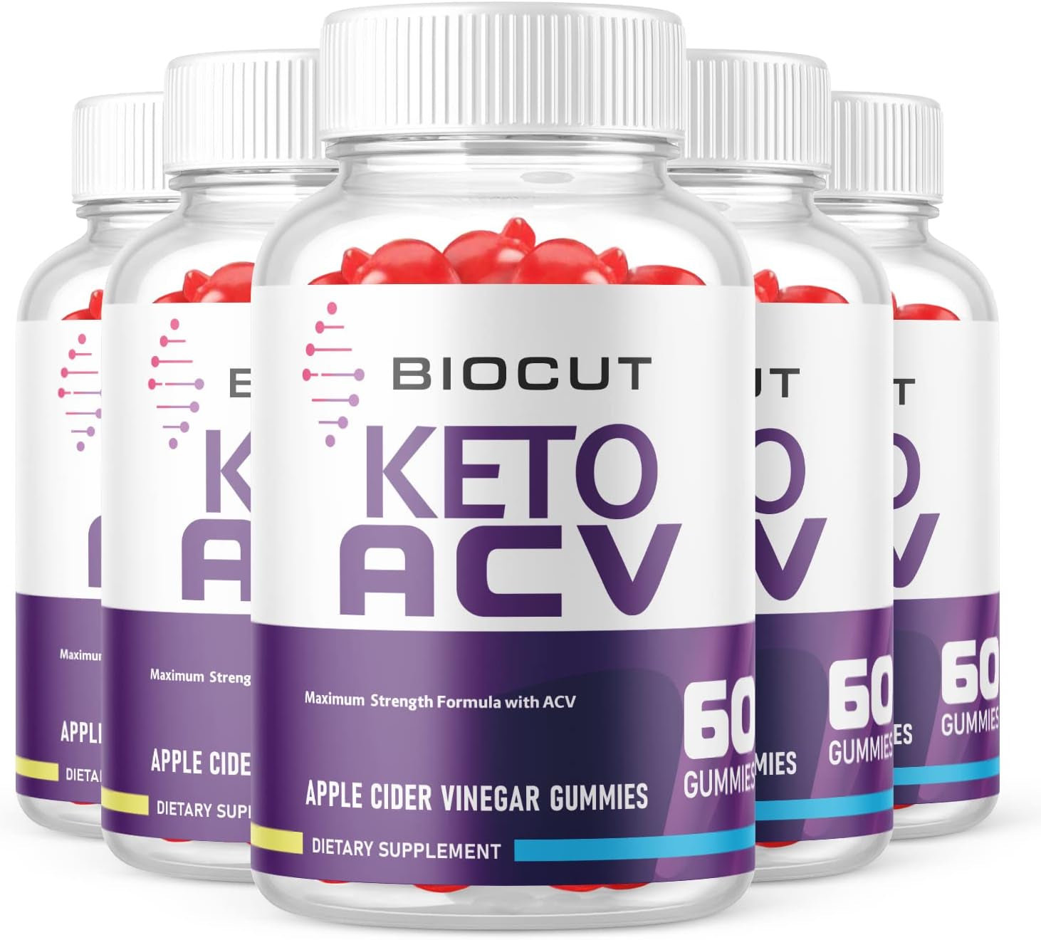 (5 Pack) Biocut Gummies - Official Biocut Formula, Vegan Non GMO - Biocutketo Gummies, Biocutacv, Biocutketoacv AVC Gummies, with Beet Root Juice, Pomegranate Juice, Vitamin B12, Biocut (300 Gummies)