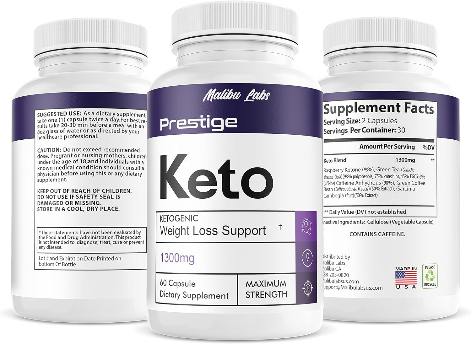 (1 Month) Prestige Keto, Advanced Formula, Made in the USA, (1 Bottle Pack), 30 Day Supply