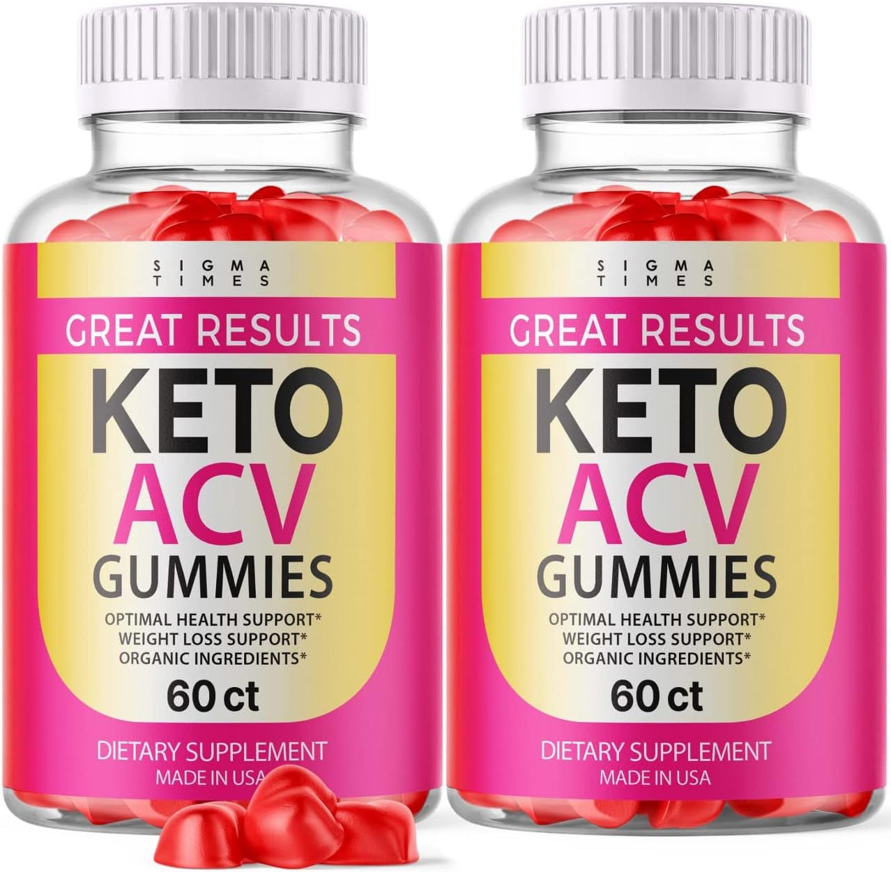 (2 Pack) Great Results Keto ACV Gummies Great Results Apple Cider Vinegar Advanced Weight Loss Keto ACV Gummies (120 Gummies)