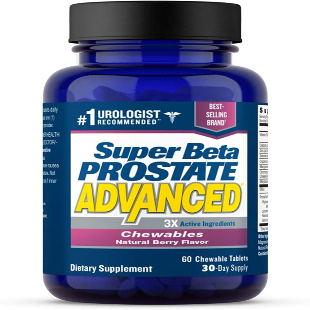 Super Beta Prostate Advanced Chewables - Delicious, Urologist Recommended Prostate Supplement for Men ? Reduce Bathroom Trips, Promote Sleep, Support Prostate Health (60 Chews, 1-Bottle)