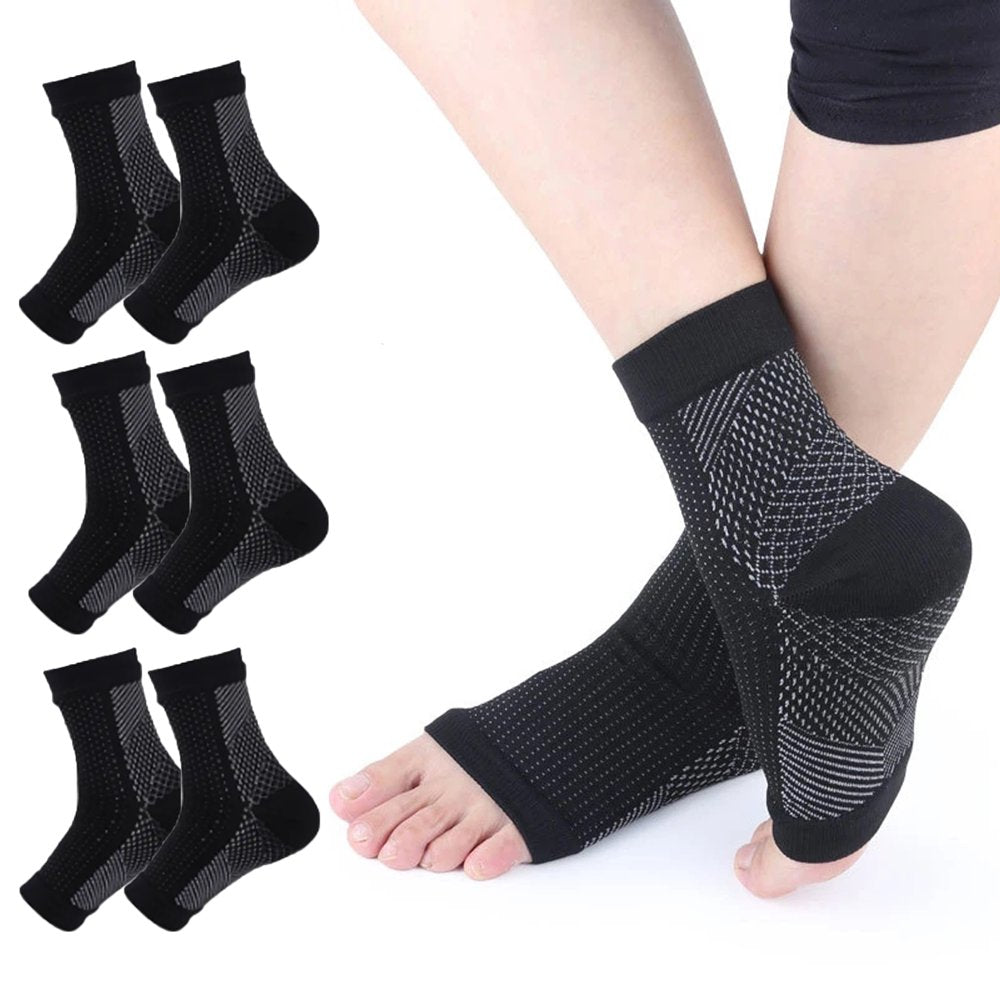 3 Pairs Neuropathy Socks, Ankle Brace Socks and Tendonitis Compression Socks,For Pain Relief and Plantar Fasciitis for Women and Man(Red-L/Xl)