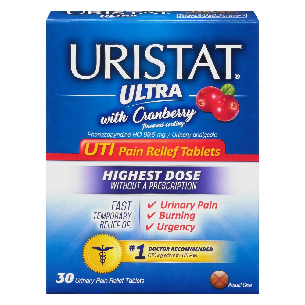 URISTAT Ultra UTI Pain Relief, Cranberry Flavored Coating, 30 Tablets